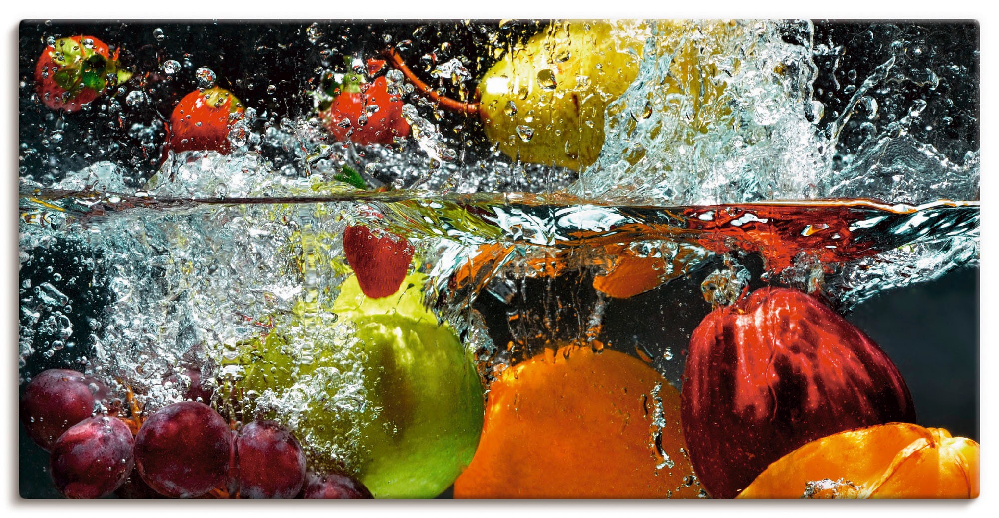 Artland Wandbild »Spritzendes Obst auf dem Wasser«, Lebensmittel, (1 St.), als Leinwandbild, Wandaufkleber in verschied. Größen