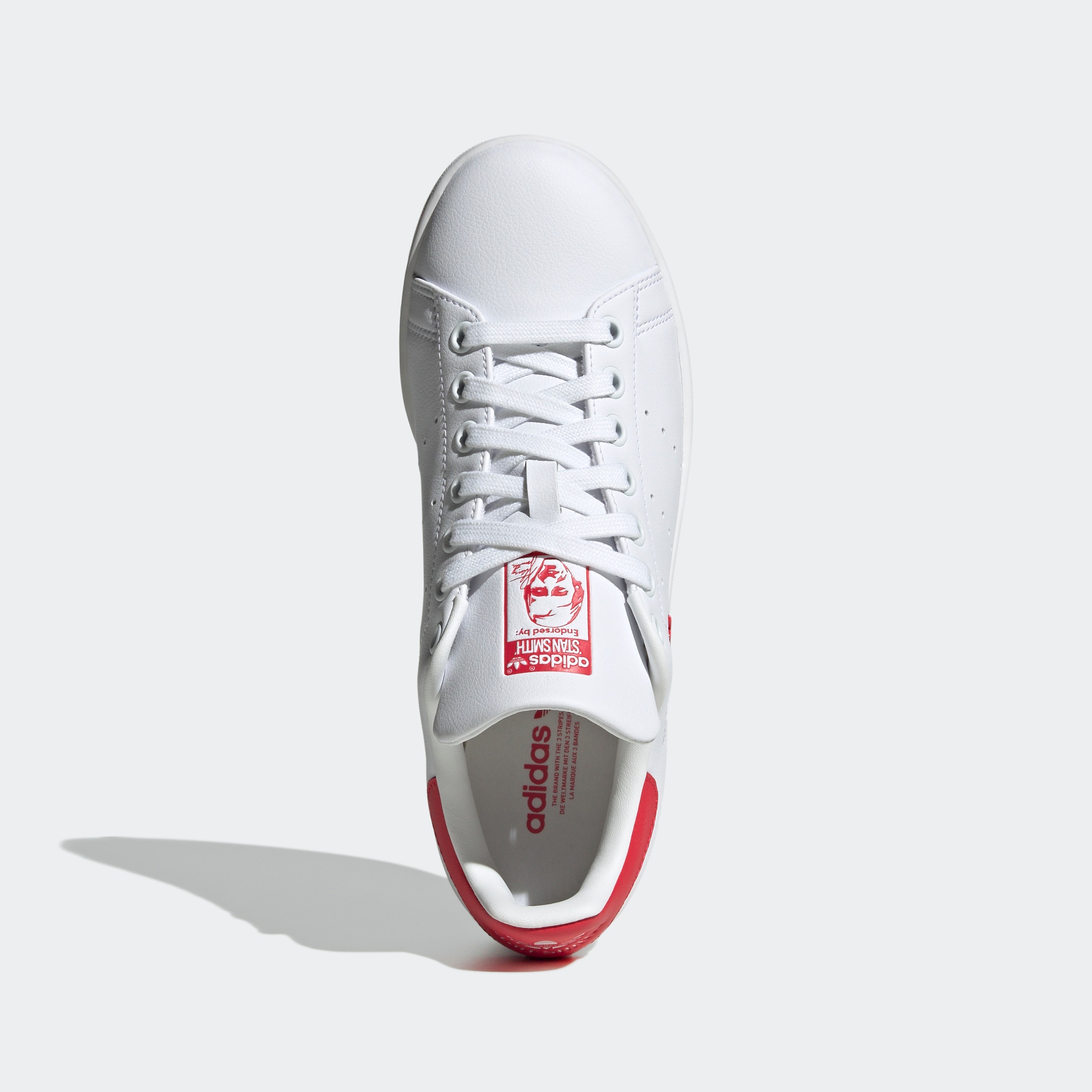 Adidas originals white and red stan smith trainers best sale