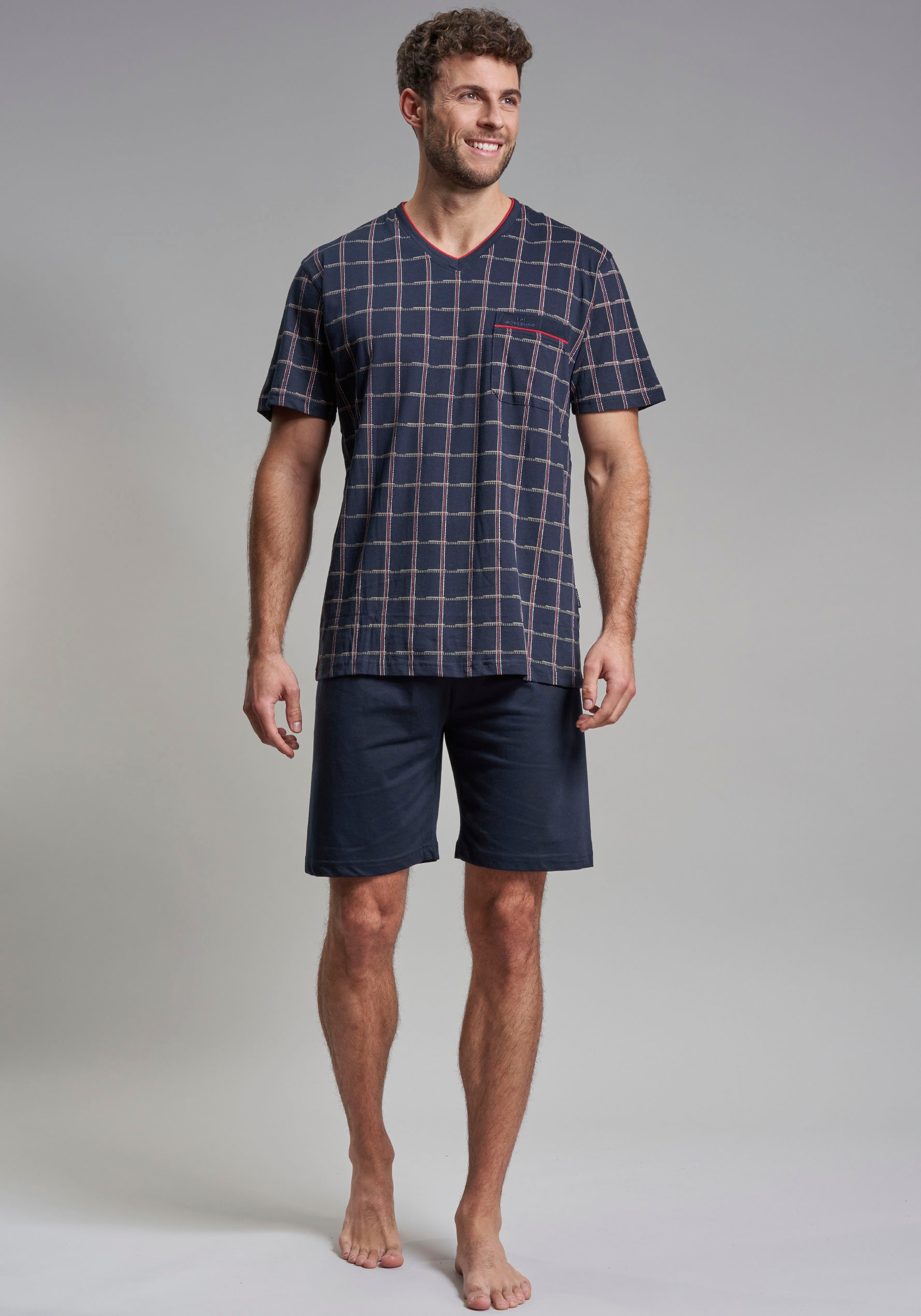 GÖTZBURG Shorty "Bronx", (2 tlg.), Kurzarm, V-Ausschnitt, kurze Hose, 100% günstig online kaufen