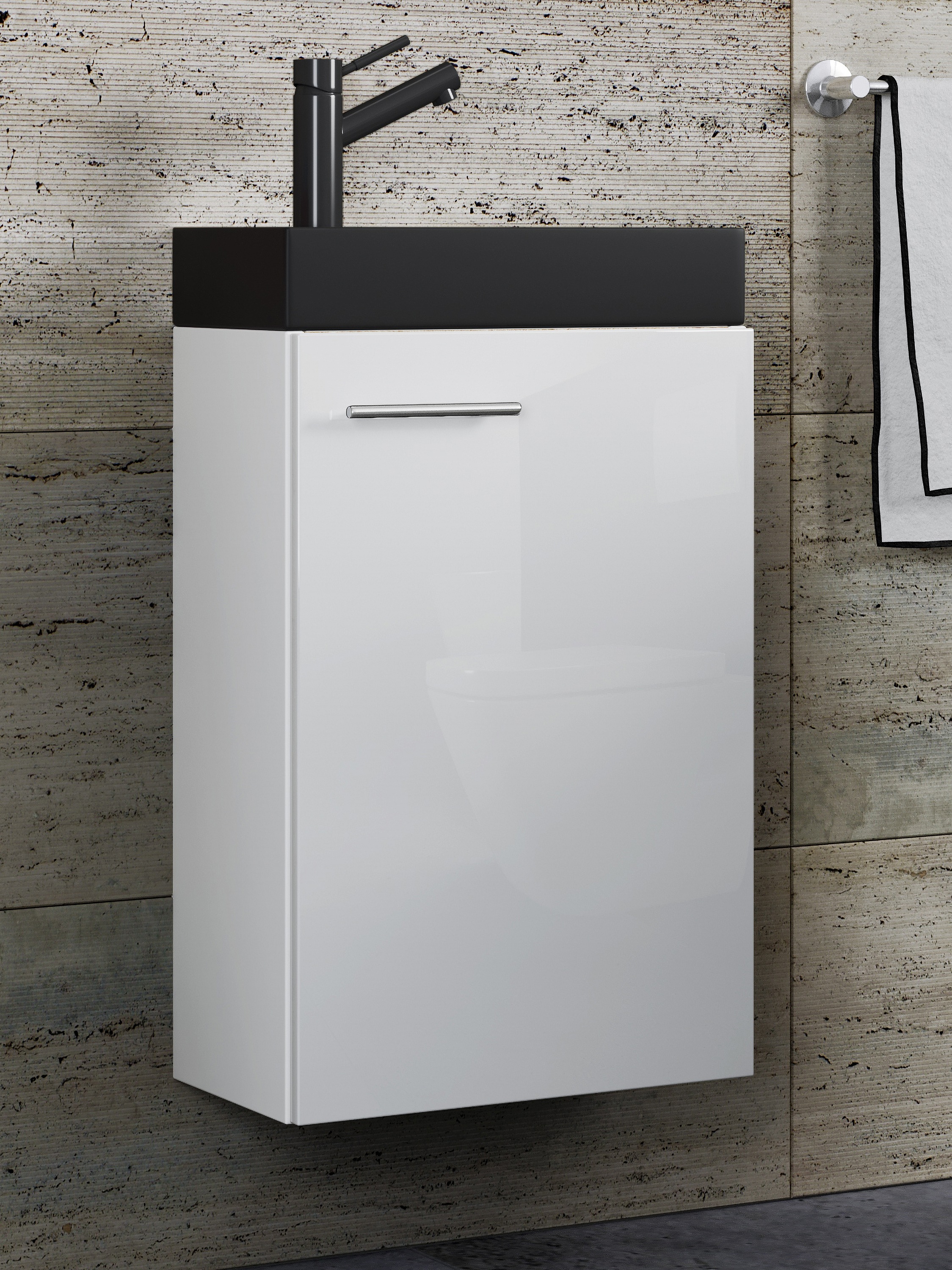 VCM Waschtisch "2-tlg Waschtisch Slito Toilette schmal Schwarz" 2 Stk. tlg.
