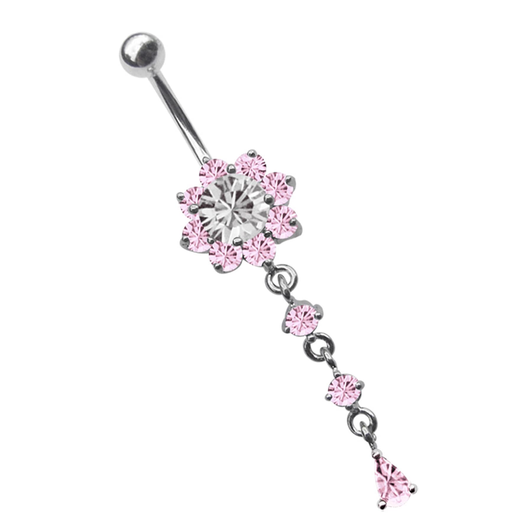 Adelia´s Bauchnabelpiercing »Piercing  Bauchnabelpiercing«, Blume mit Hänger und Steinen
