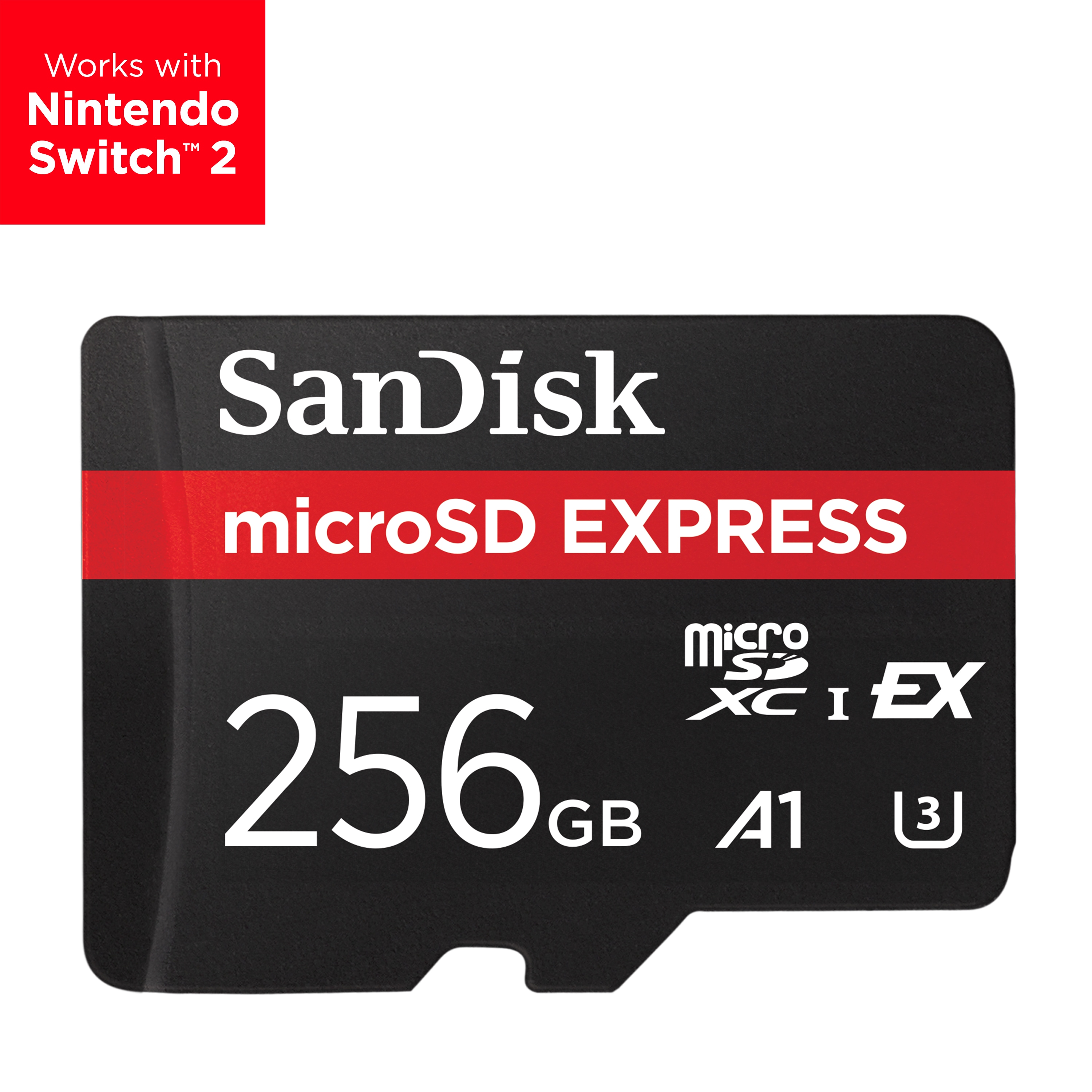 SANDISK Speicherkarte "microSDXC Express funktioniert mit Nintendo Switch 2", 256 GB, schwarz, Speicherkarten