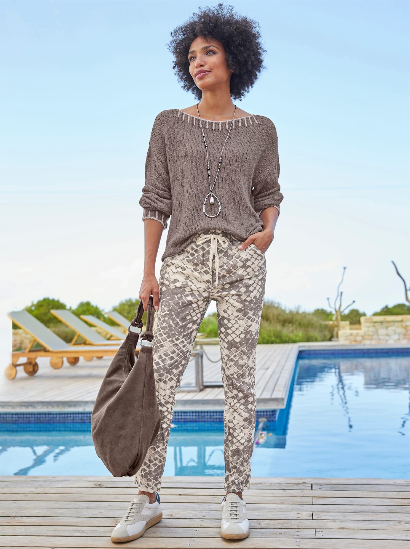 Heine Women's Printed Trousers Beige Size 44 3