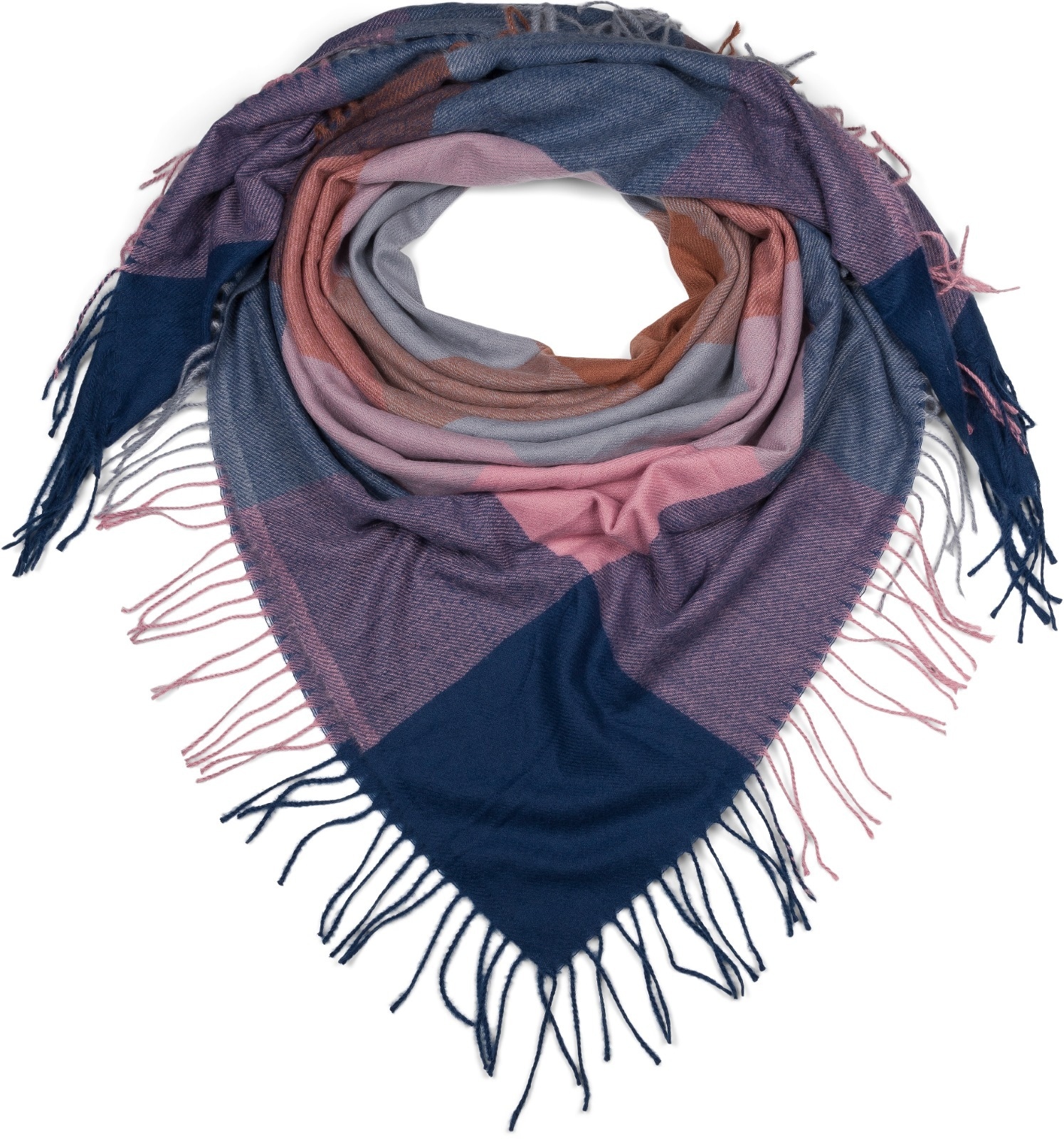 styleBREAKER XXL-Schal »XXL Deckenschal mit Karo Muster und Fransen« 1 Stk.