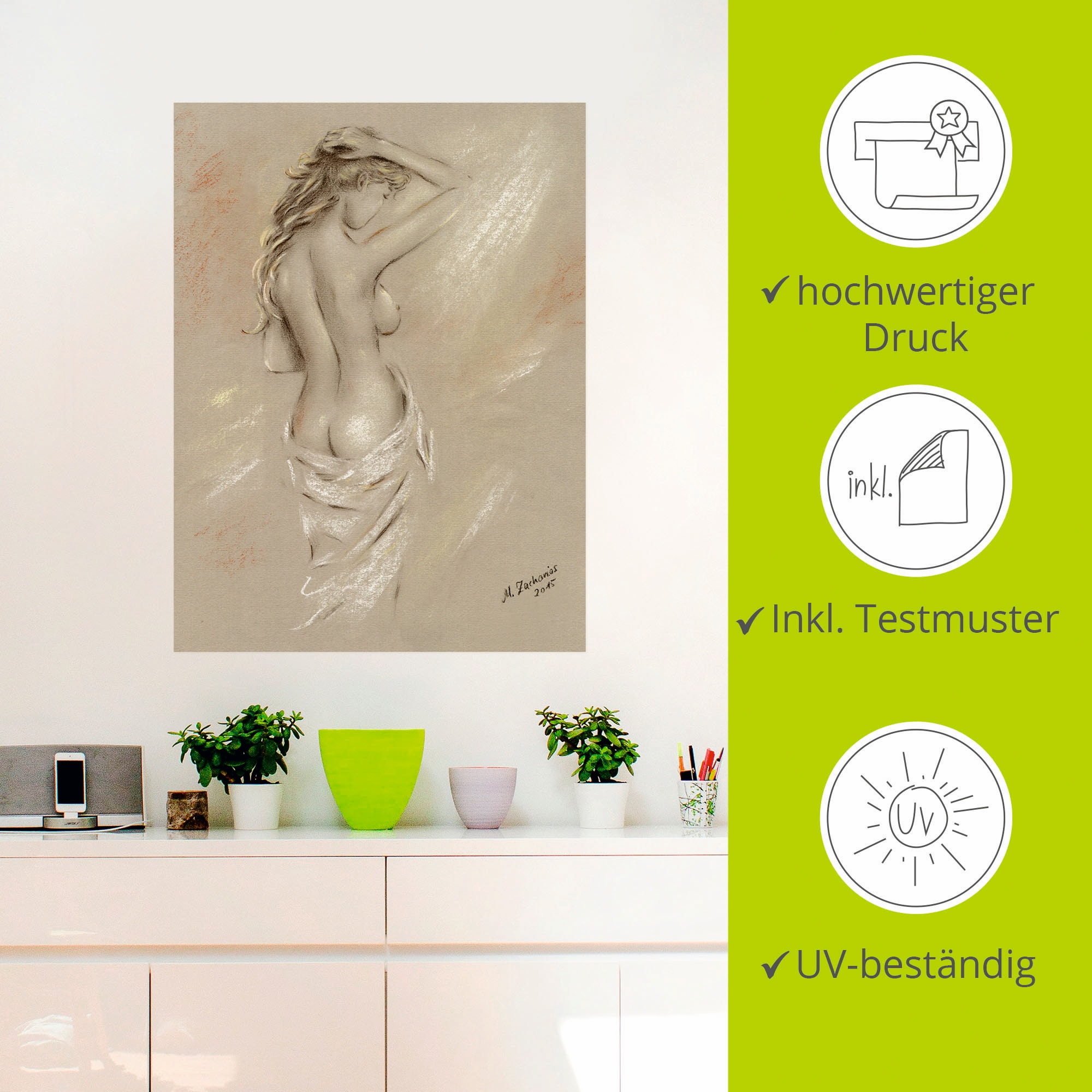 Artland Wandbild »Reizvolle Rundungen - weiblicher Akt«, Frau, (1 St.), als Leinwandbild, Poster, Wandaufkleber in verschied. Größen