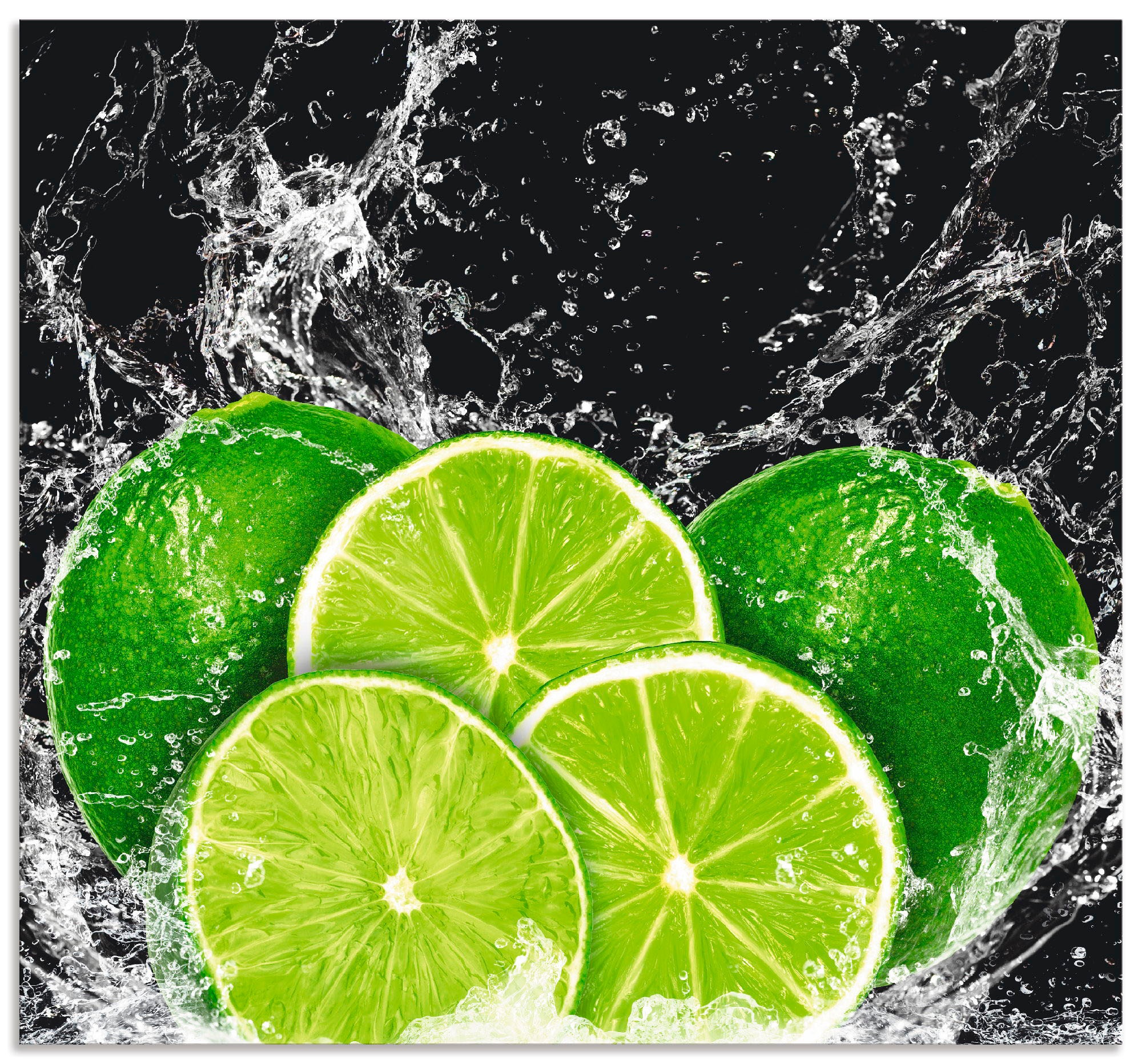 Artland Küchenrückwand "Limone mit Spritzwasser" Alu Spritzschutz mit Klebe günstig online kaufen