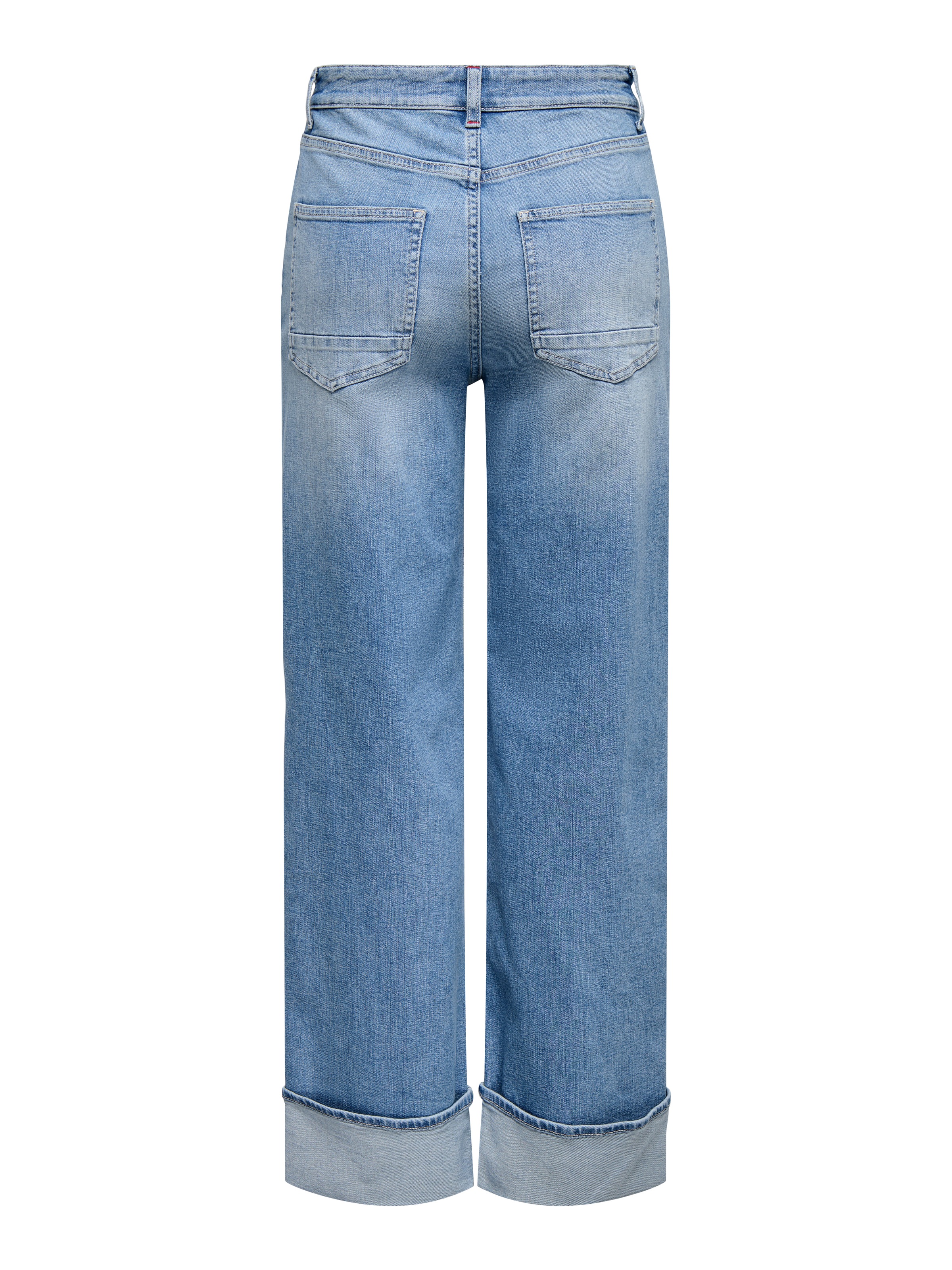 High-waist-Jeans ONLY "ONLMERCER HW WIDE FOLD UP DNM REA330NOOS", Damen, Gr. 32, Länge 32, light blau denim, Denim/Jeans, Obermaterial: 90% Baumwolle, 8% Polyester, 2% Elasthan, unifarben, lang, Jeans High-Waist-Jeans, Baumwollmischung, high waist, wide f 2