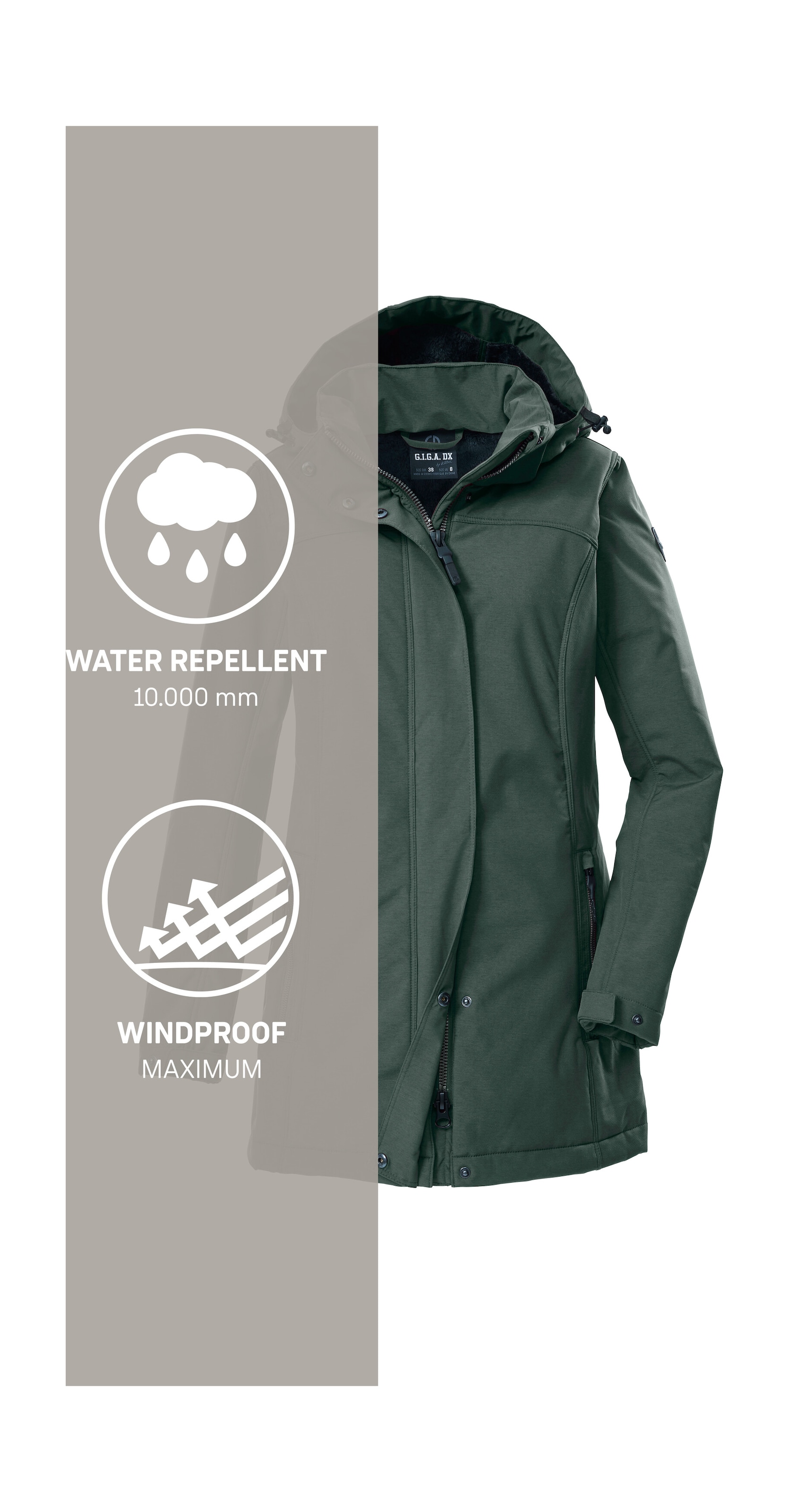 G.I.G.A. DX by killtec Softshellparka »GW 36 WMN SFTSHLL PRK«, Softshellparka: wasserdicht, Teddyfell, 2-Wege-Reißverschluss