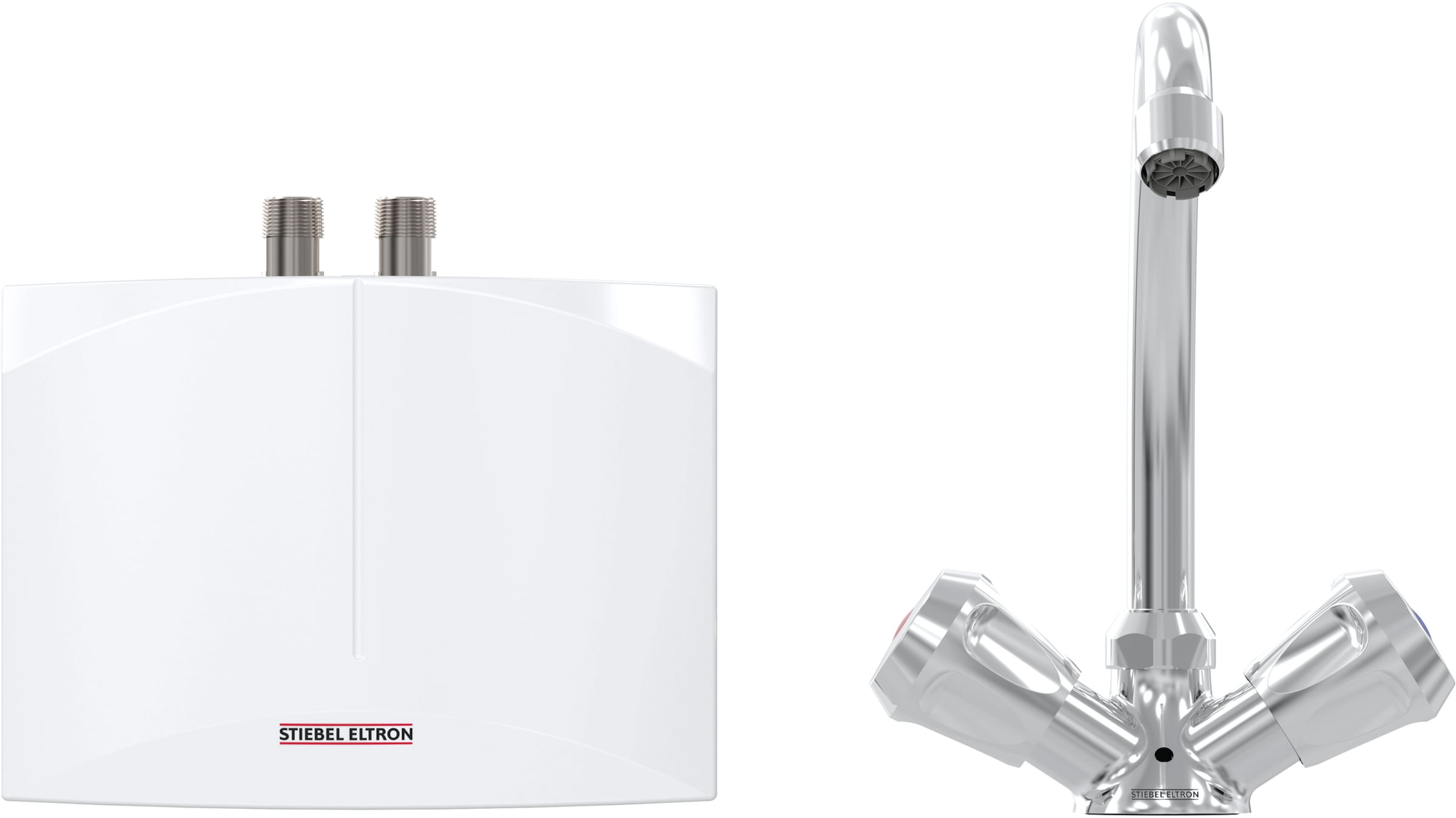 STIEBEL ELTRON Klein-Durchlauferhitzer "DNM 3 + MAZ 2-Griff Armatur für Handwaschbecken, 3,5 kW, mit Stecker" Set, hydraulisch, sofort handwarmes Wasser (ca. 35C)