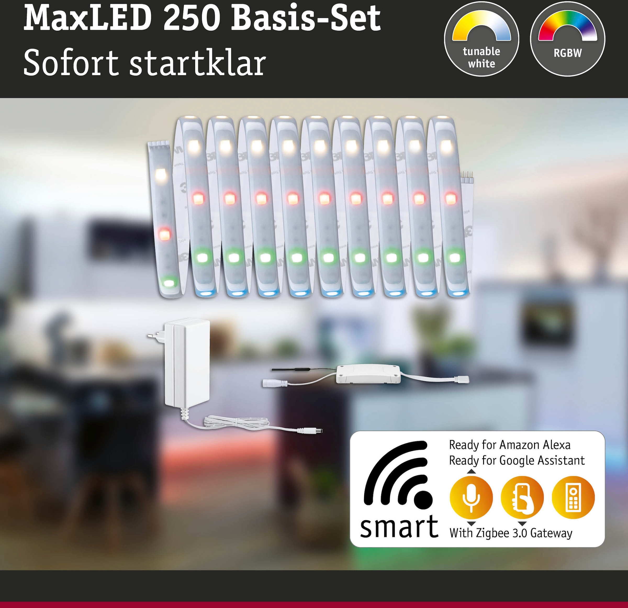 Paulmann LED-Streifen BAUR »MaxLED bestellen 600lm«, Smart RGBW, 3m, IP44 | Basisset 15W Home 600 Zigbee 1 St.-flammig, beschichtet 250