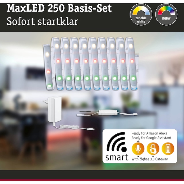 Paulmann LED-Streifen »MaxLED 250 Basisset Smart Home Zigbee IP44 15W 600  600lm«, 1 St.-flammig, 3m, RGBW, beschichtet bestellen | BAUR