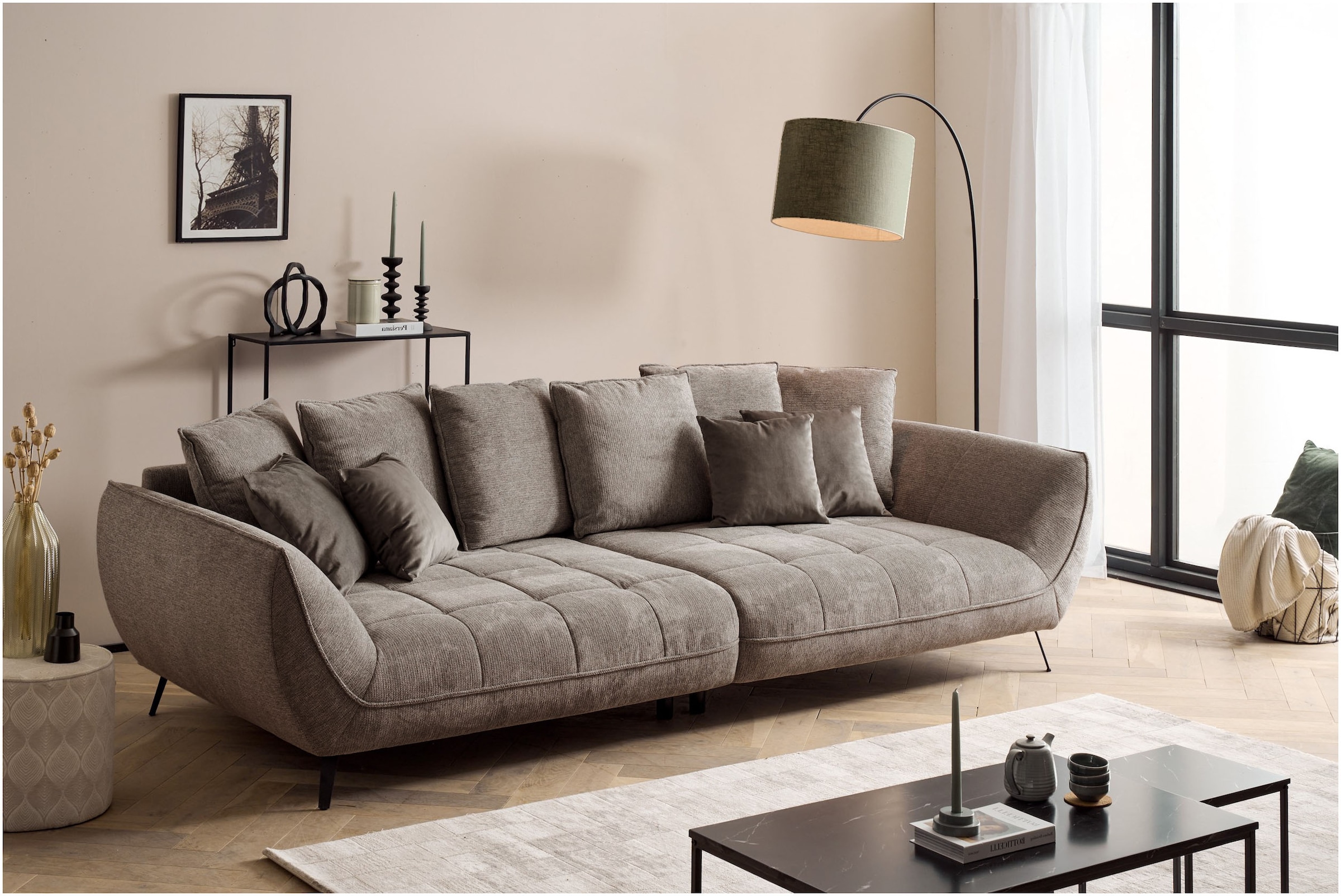 exxpo - sofa fashion Big-Sofa »Triton Mega Sofa,toller Sitzkomfort, Steppung im Sitz, Breite 311cm«, inkl.10-teiliges Kissenset,gemütliches Megasofa,viel Platz zum Relaxen