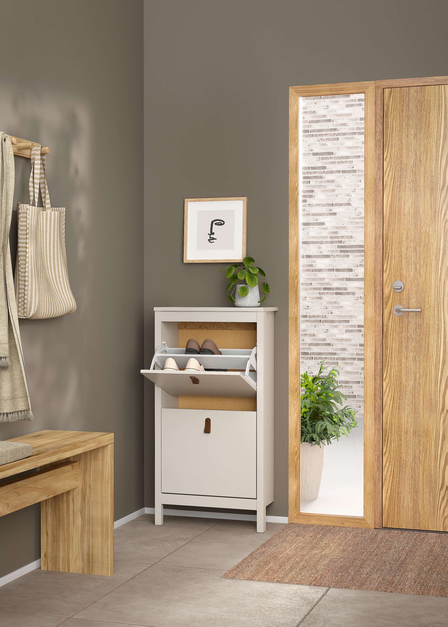 Home affaire Schuhkipper »Madrid, Schuhkommode« Skandinavisches Design, Wahlweise Leder- oder Metallgriffe