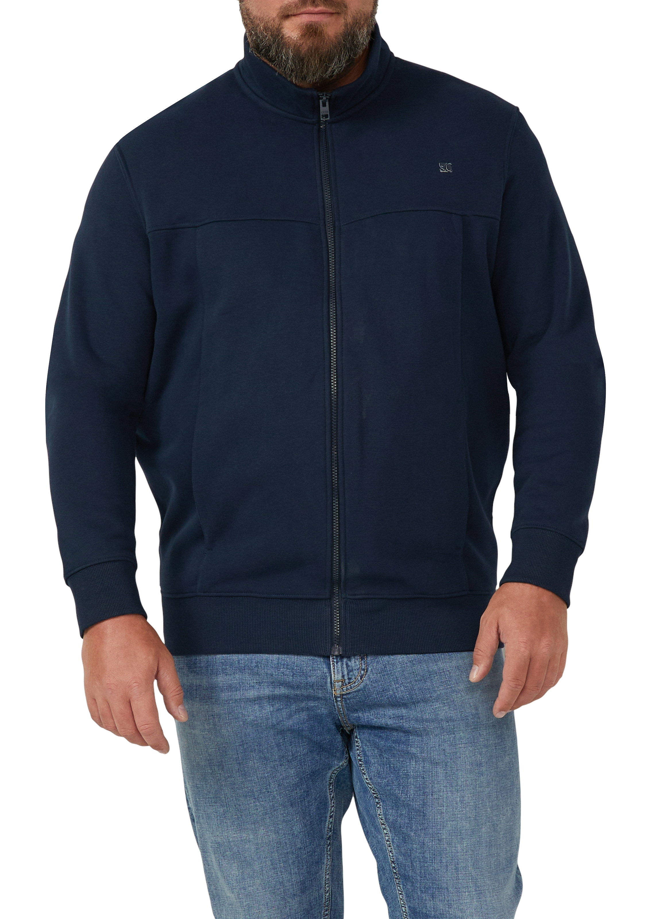 s.Oliver Men Big Sizes Sweatjacke mit Reißverschluss und Stehkragen günstig online kaufen