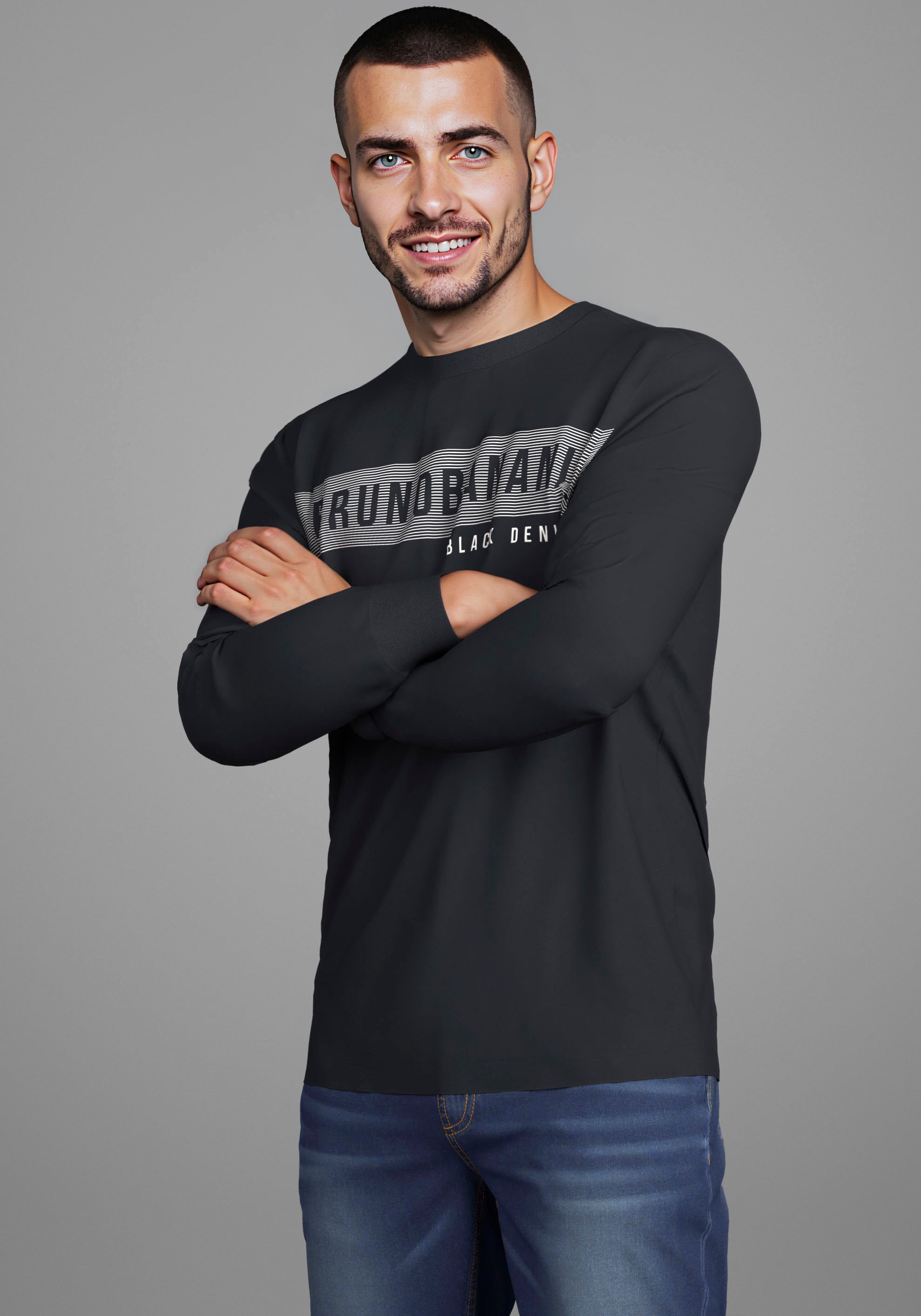 Bruno Banani Langarmshirt, schmal geschnitten, mit Marken Aufdruck günstig online kaufen