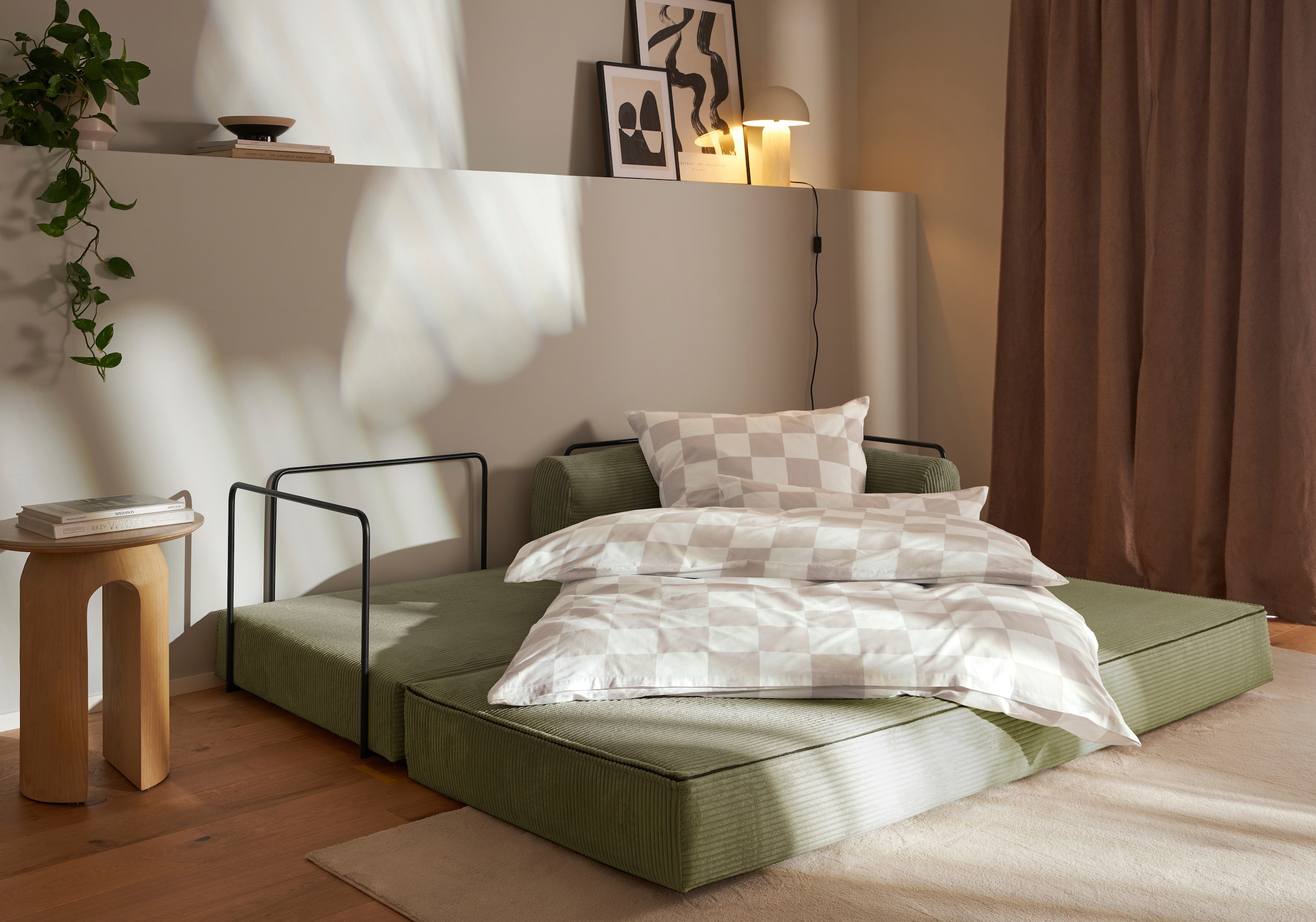 homsy by Ana Johnson Schlafsofa »Folda Dauerschläfer, B: 206 cm, Liegefl. 181x198 cm« mit Bett-/Schlaffunktion, inkl. 1x Zierkissen, Tonnentaschenfederkern
