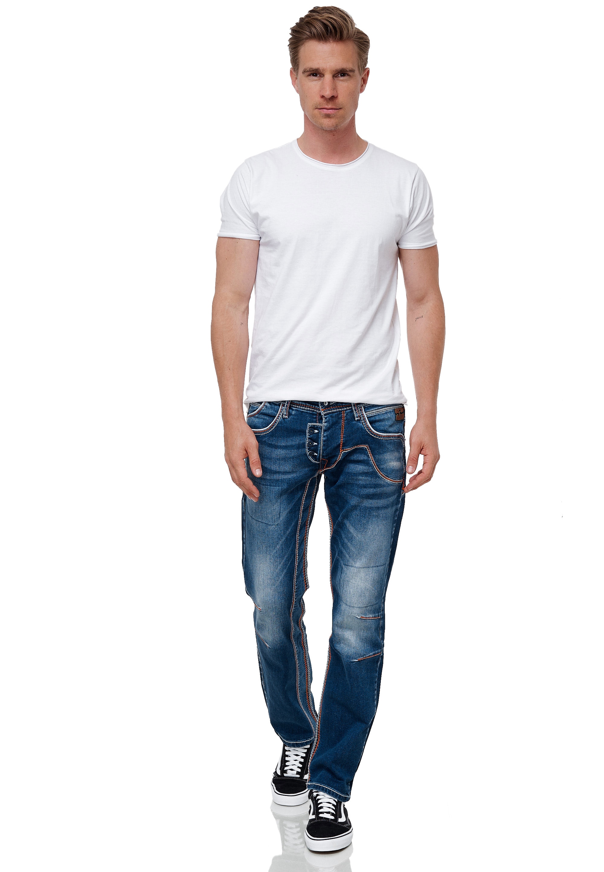 Rusty Neal Straight-Jeans »RUBEN 43«, mit auffälligen Ziernähten