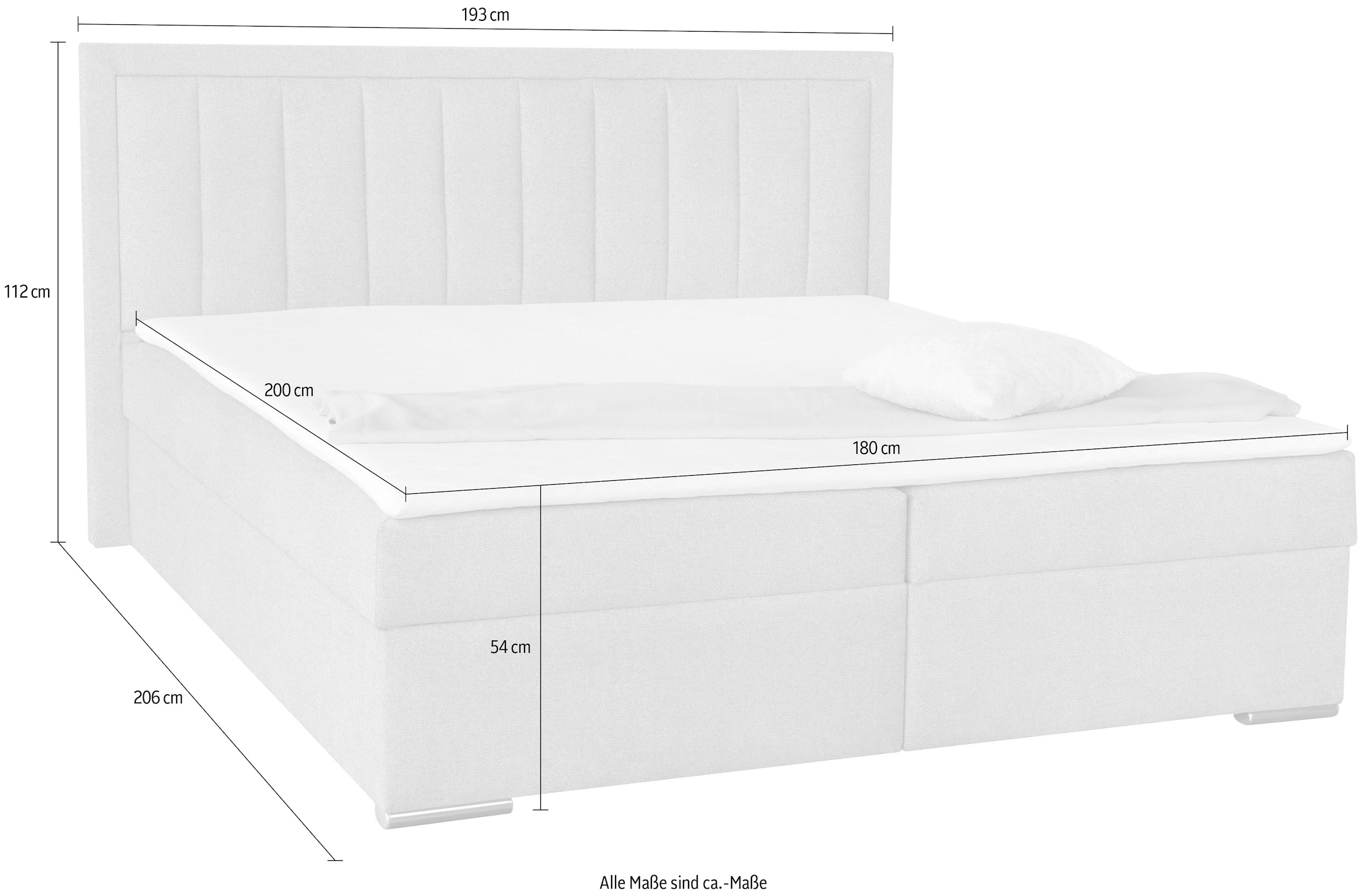 COLLECTION AB Boxbett »ATHENA inkl. Bettkasten, erhältlich in der Breite 180cm«, erhältlich in verschiedenen Härtegraden, inkl. Topper