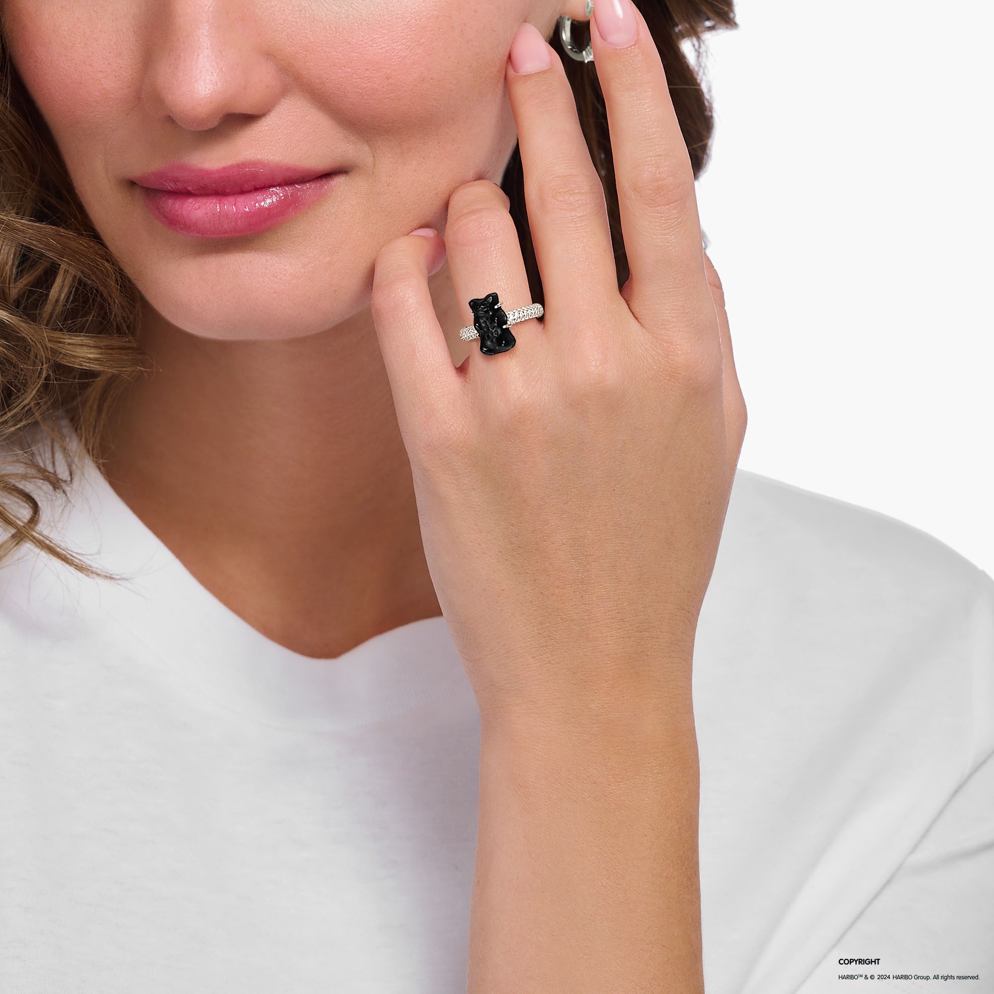 THOMAS SABO Fingerring »THOMAS SABO x HARIBO Schmuck: Ring mit Goldbär, TR2478-052-11-52-60«, mit Kristallglas, Zirkonia (synth.)
