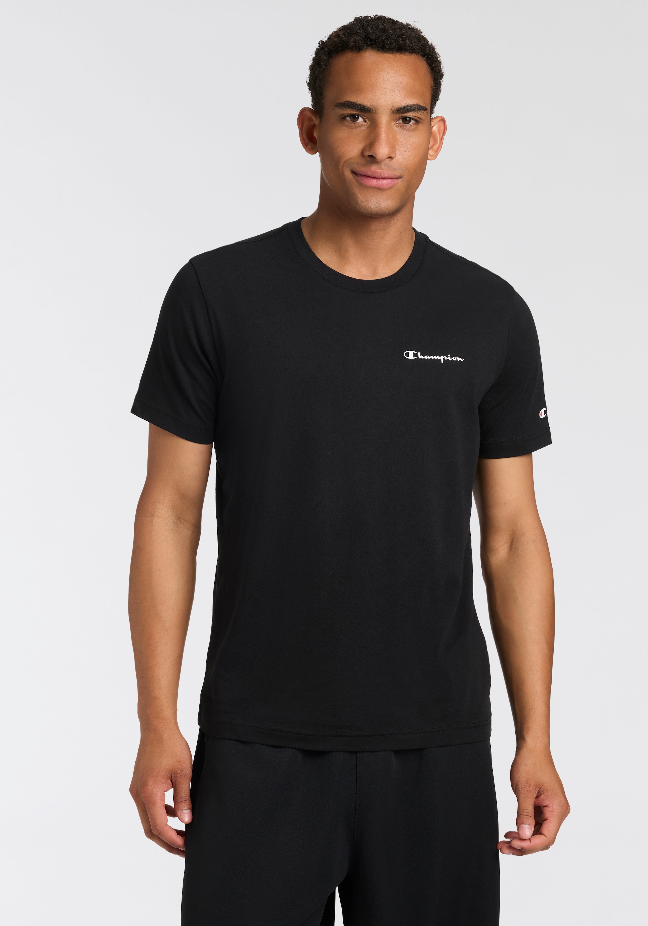 Champion T-Shirt mit Rundhalsausschnitt, Kurzarm, aus Baumwolle, gerader Abschluss
