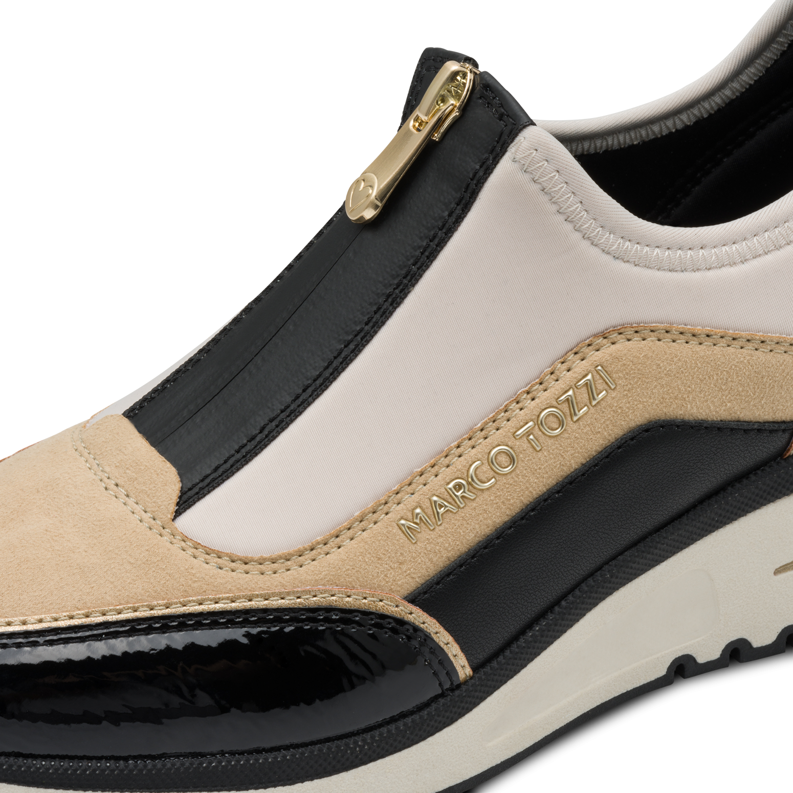 MARCO TOZZI Slip-On Sneaker, Keilabsatz, Halbschuh, Freizeitschuh mit Front-Reißverschluss