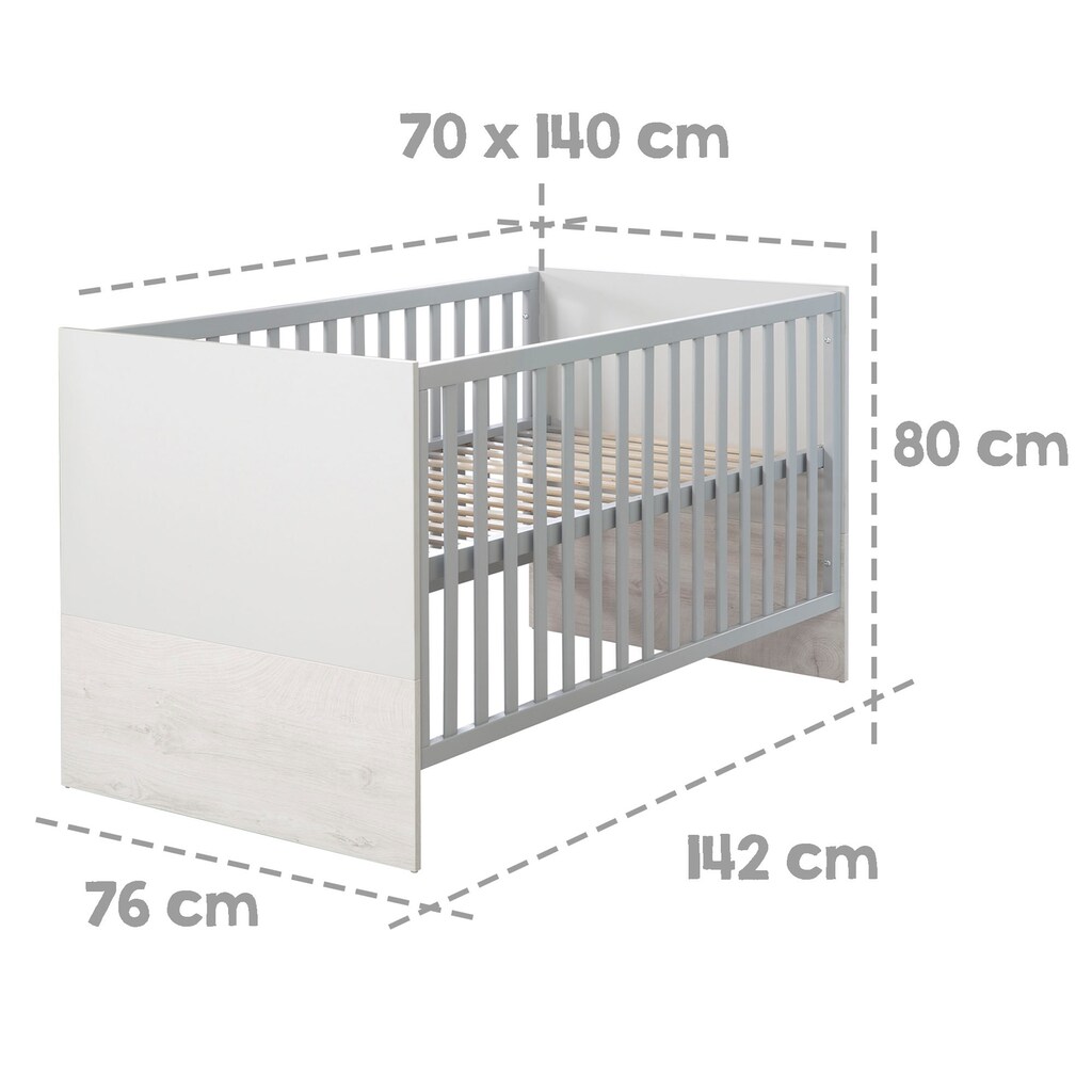 roba® Babyzimmer-Komplettset »Maren 2«, (Set, 3 St., Kinderbett, Schrank, Wickelkommode)