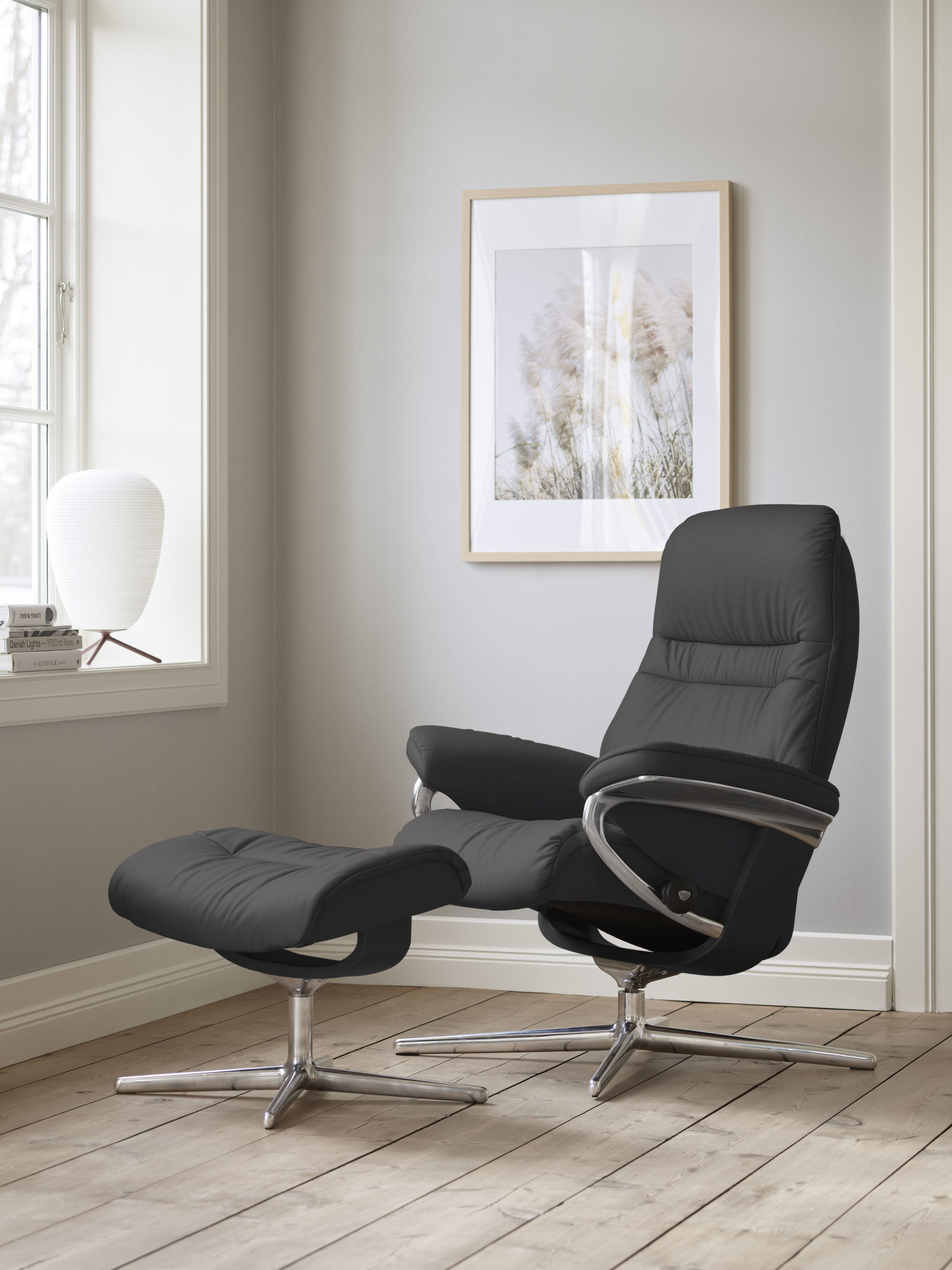 Stressless Relaxsessel "Sunrise" mit Cross Base, Größe S, M & L, Holzakzent Schwarz