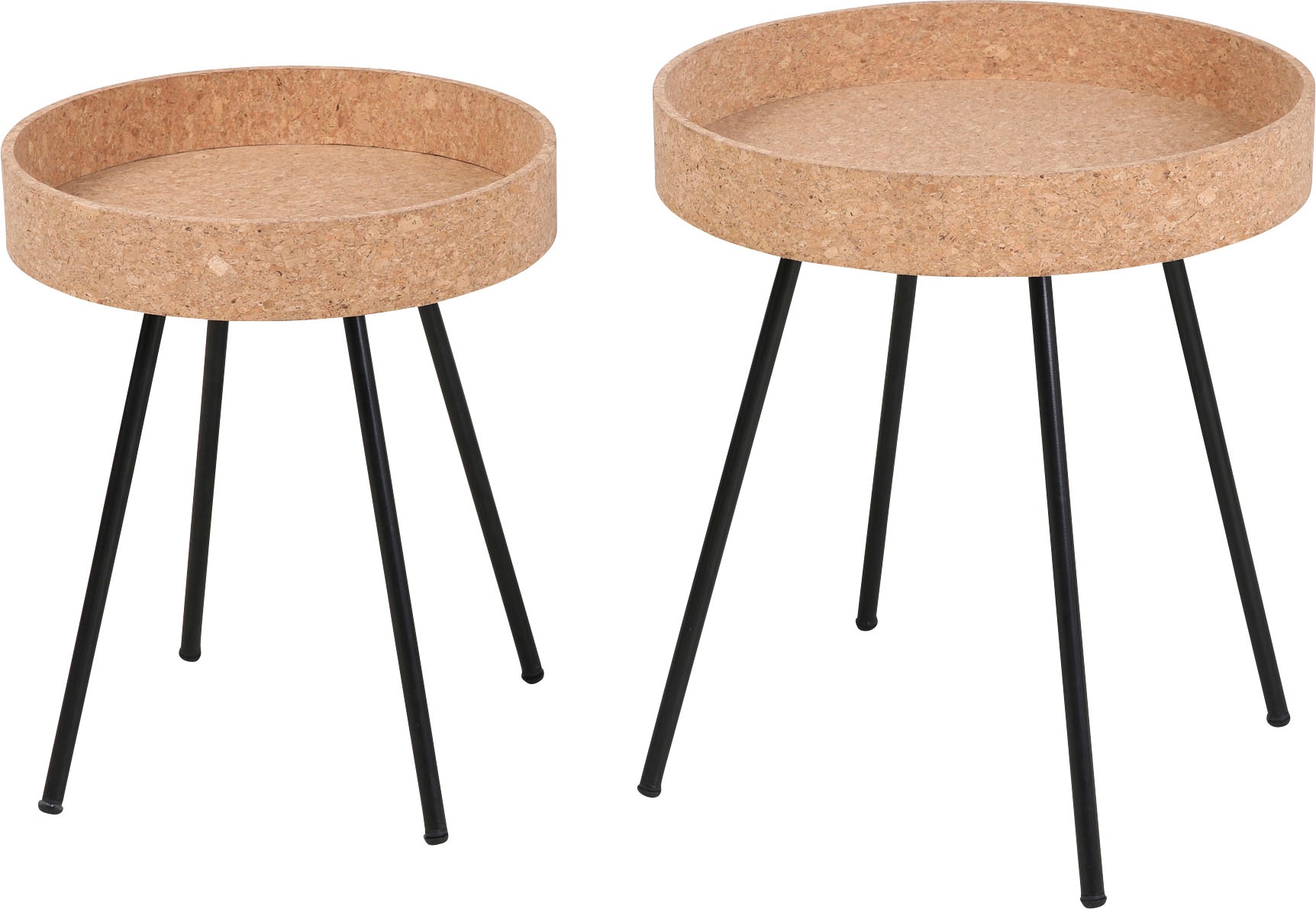 Home affaire Beistelltisch Set, 2 Stk. tlg. Tischplatten aus Kork günstig online kaufen