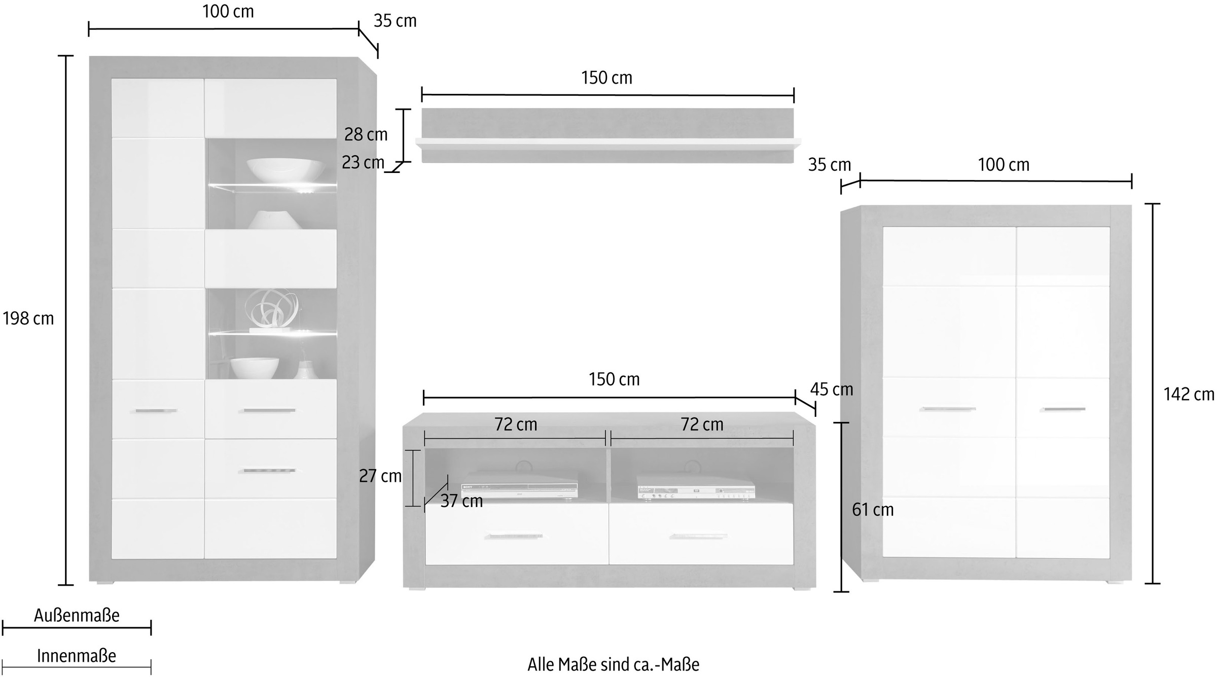 INOSIGN Wohnwand »Etero«, (Set, 4 St.)