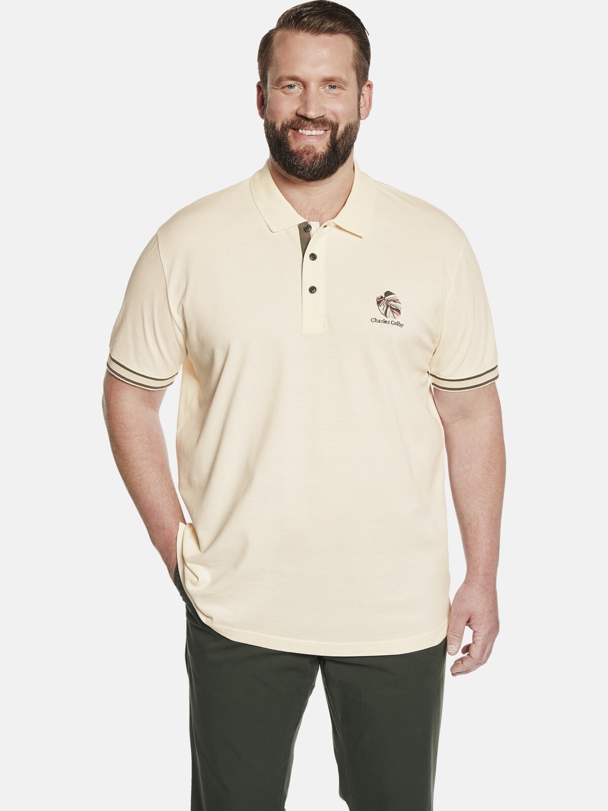 Poloshirt »Poloshirt EARL KAHEDIN«, mit Blatt-Stickerei