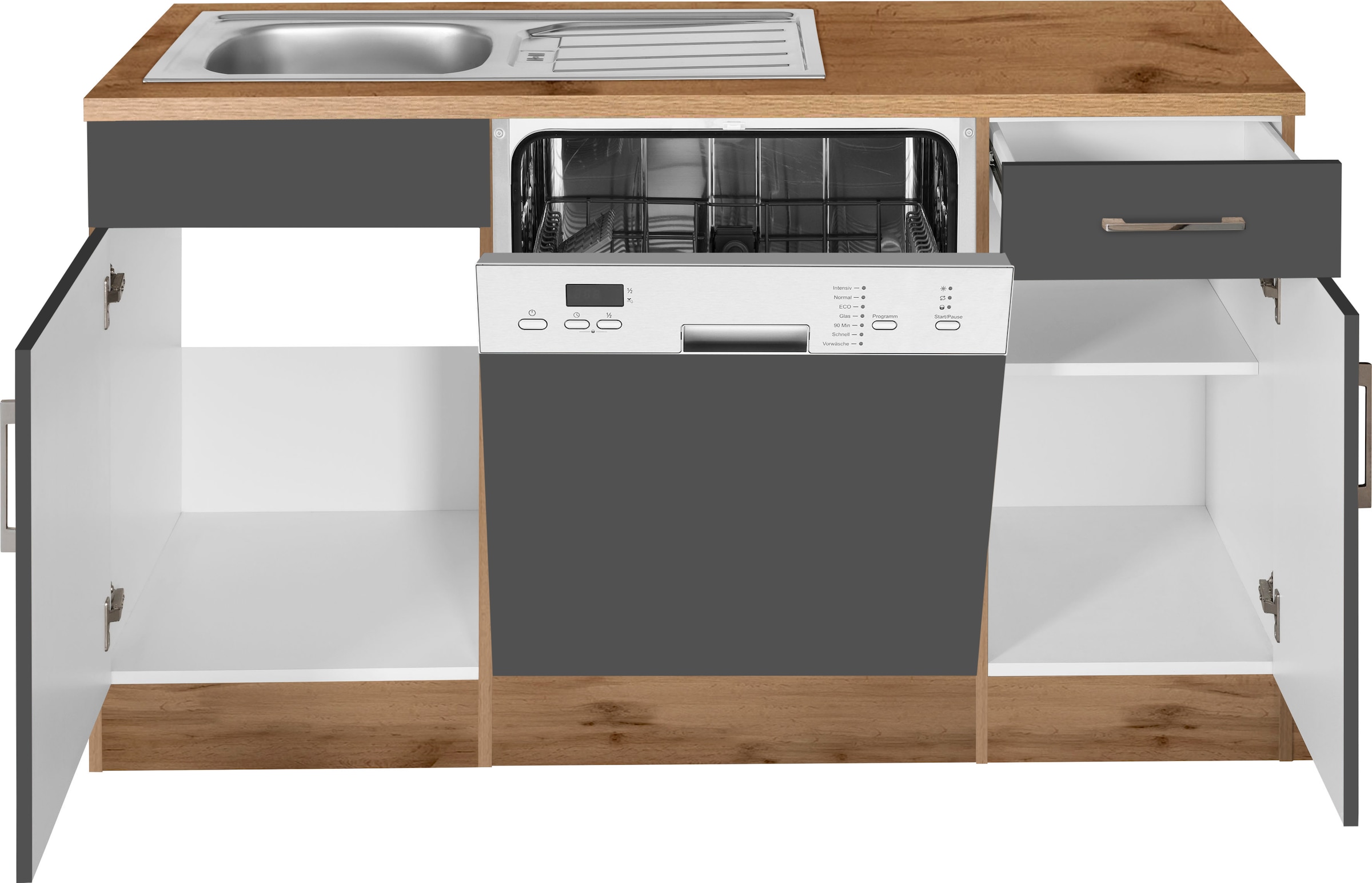 KOCHSTATION Winkelküche »KS-Colmar«, mit E-Geräten, Stellbreite 210/240 cm