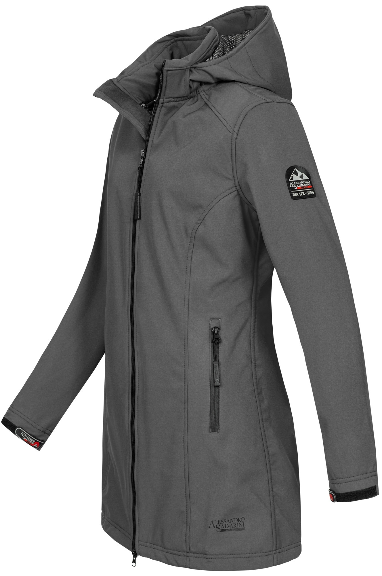 Alessandro Salvarini Softshelljacke »Alessia«, lang mit abnehmbarer Kapuze