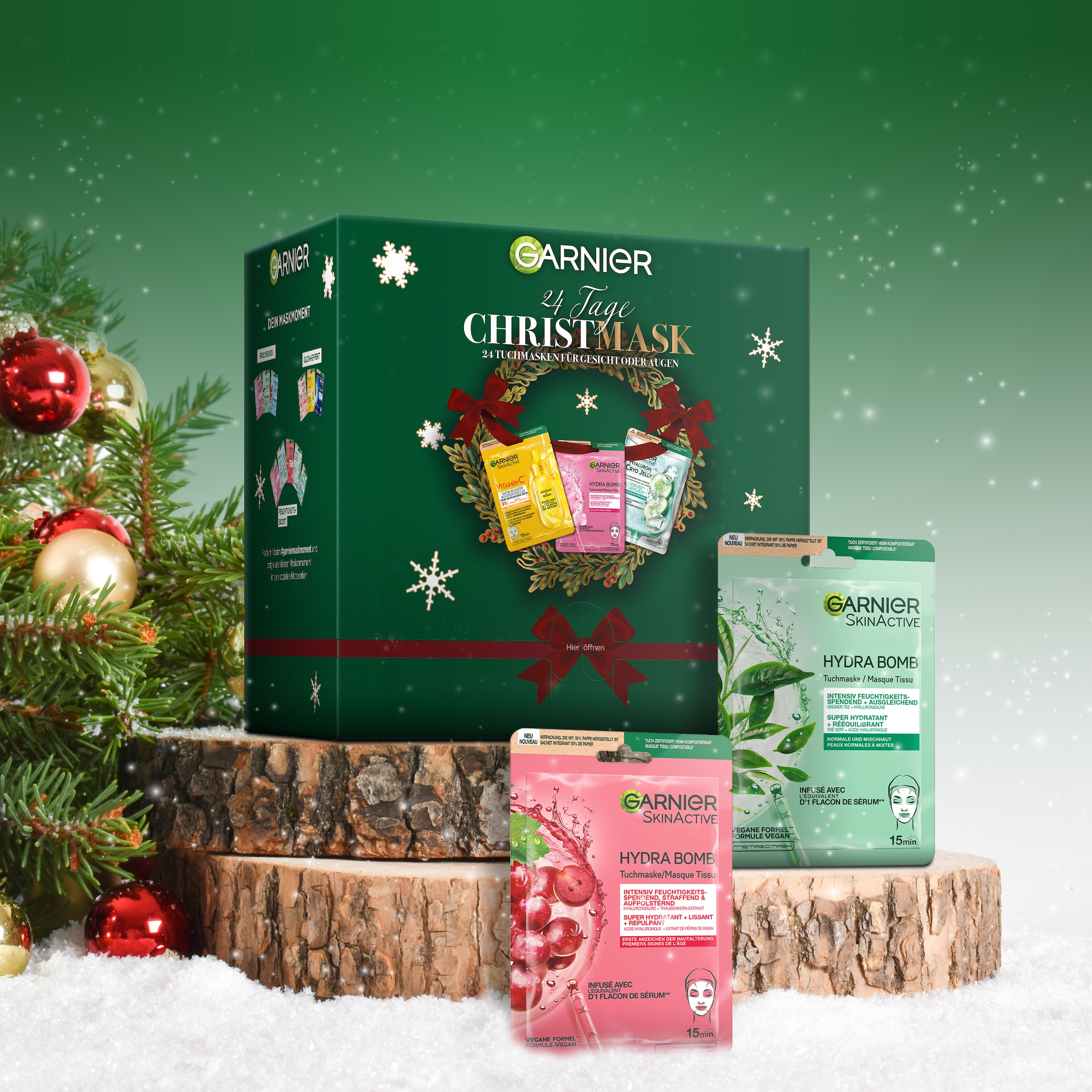GARNIER Kosmetik-Adventskalender »Garnier Tuchmasken 24er Adventskalender« ab 13 Jahren mit Hyaluron, entspannend