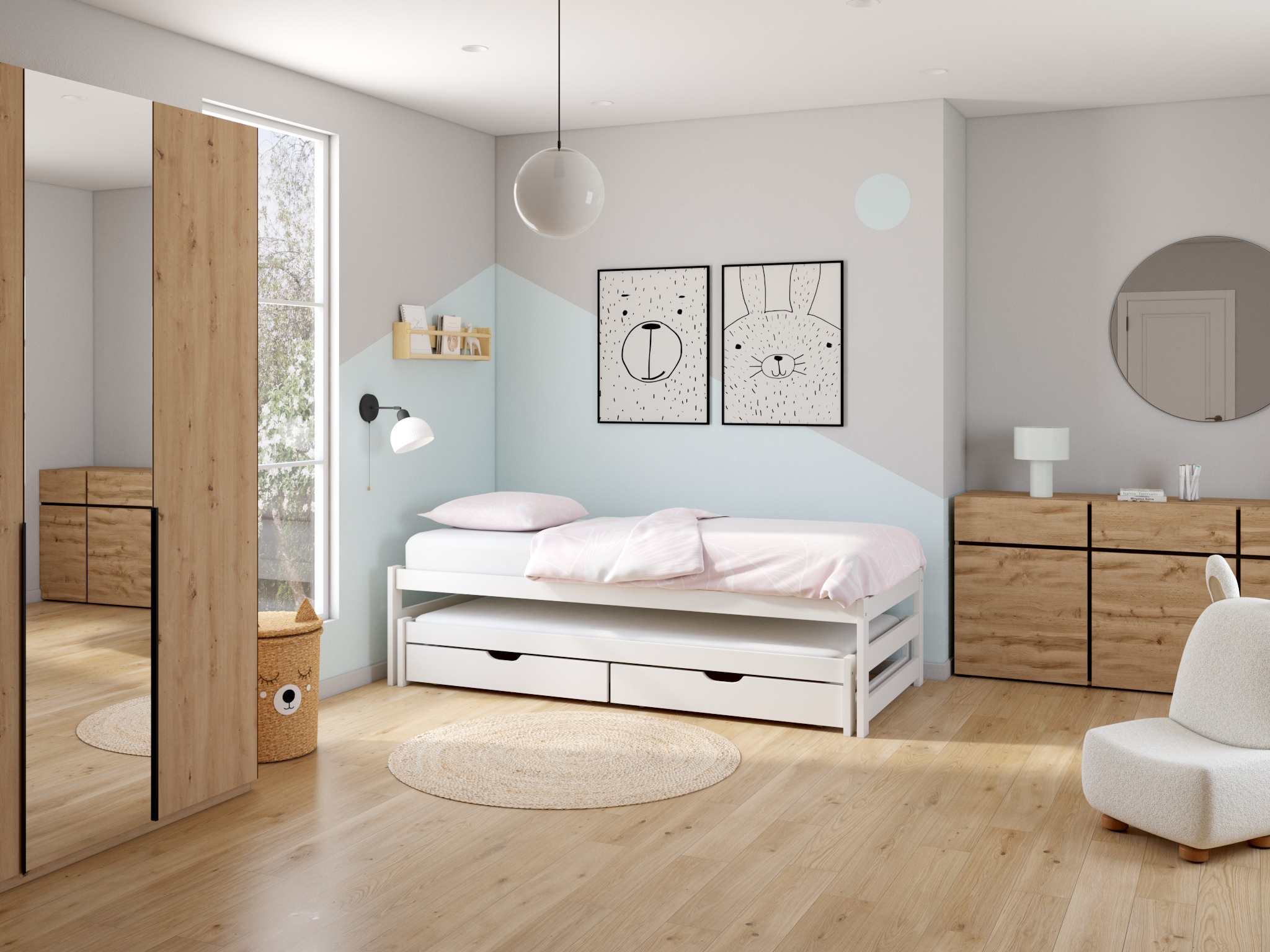 OTTO home Sideboard »Cross,Breite 225 cm, moderne grifflose Kommode,4 Türen/4 Schubkästen« Schubladenschrank mit viel Stauraum, Einlegeböden verstellbar
