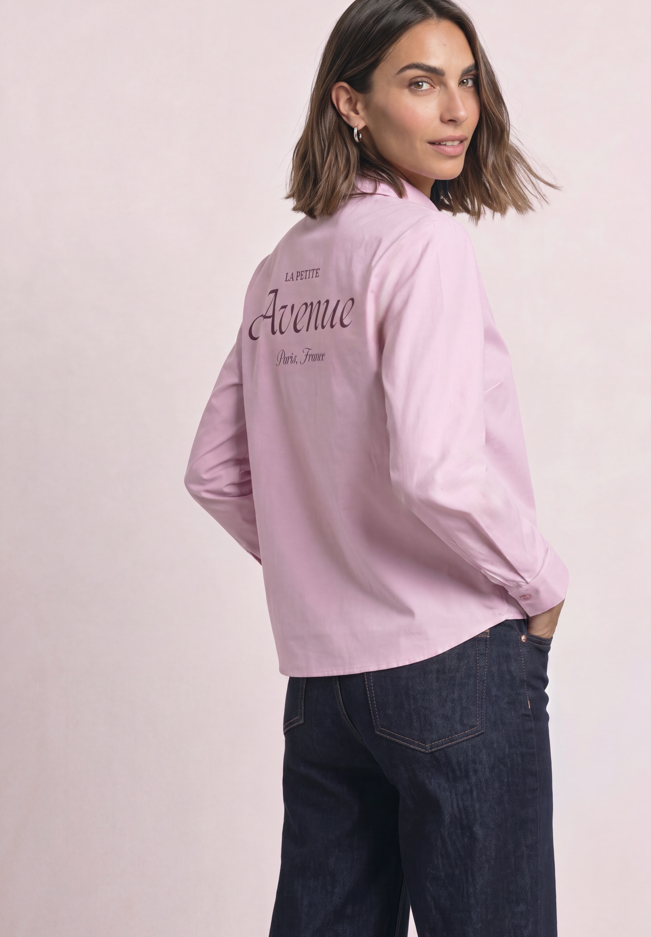 STREET ONE Langarmbluse Oxford Bluse mit Backprint