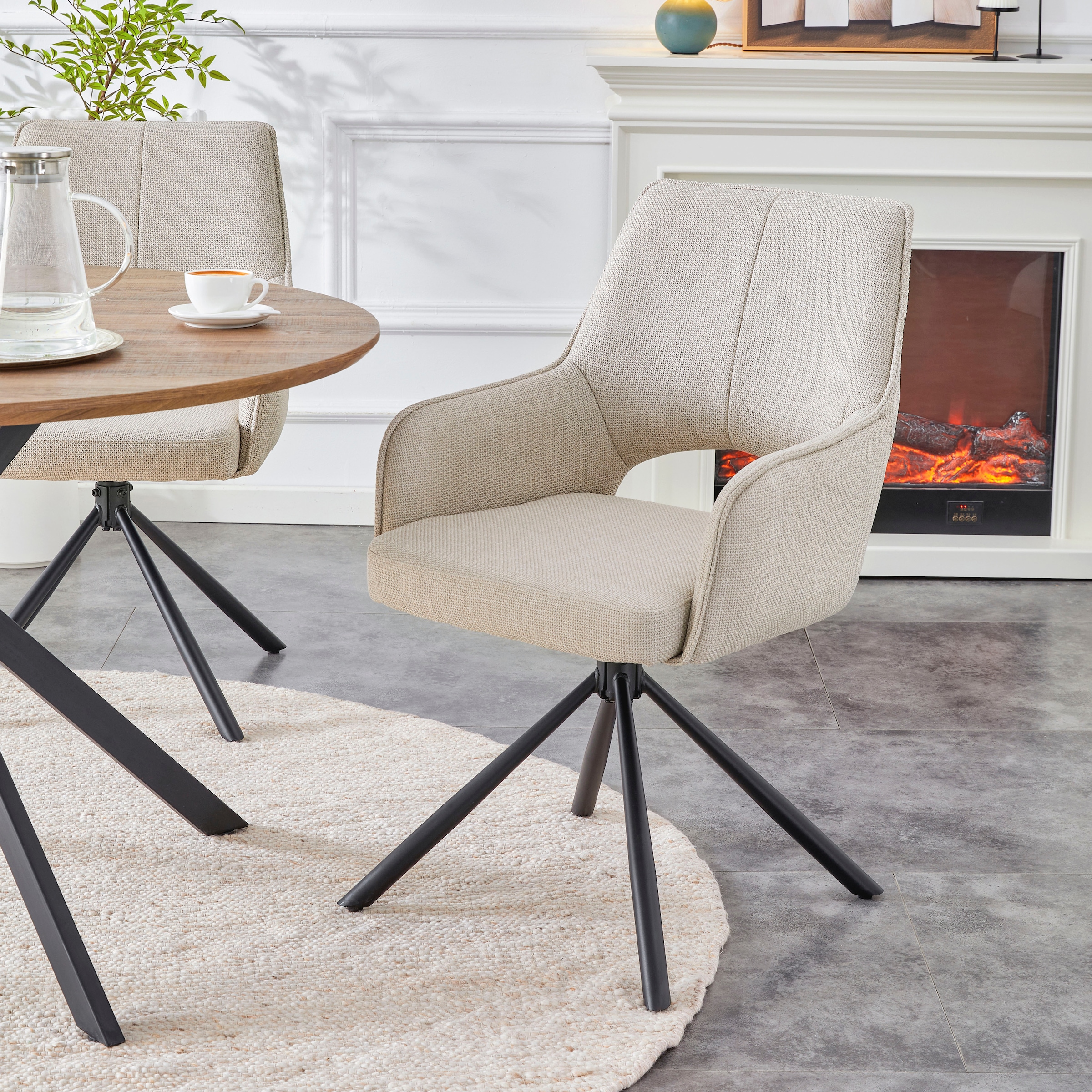 Home affaire Drehstuhl »BELLEVILLE, 2er Set, mit Metallgestell in matt schwarz« (Set) 2 Stk.in verschiedenen Farben, Belsatbarkeit pro Stuhl 120 kg, 360° drehbar