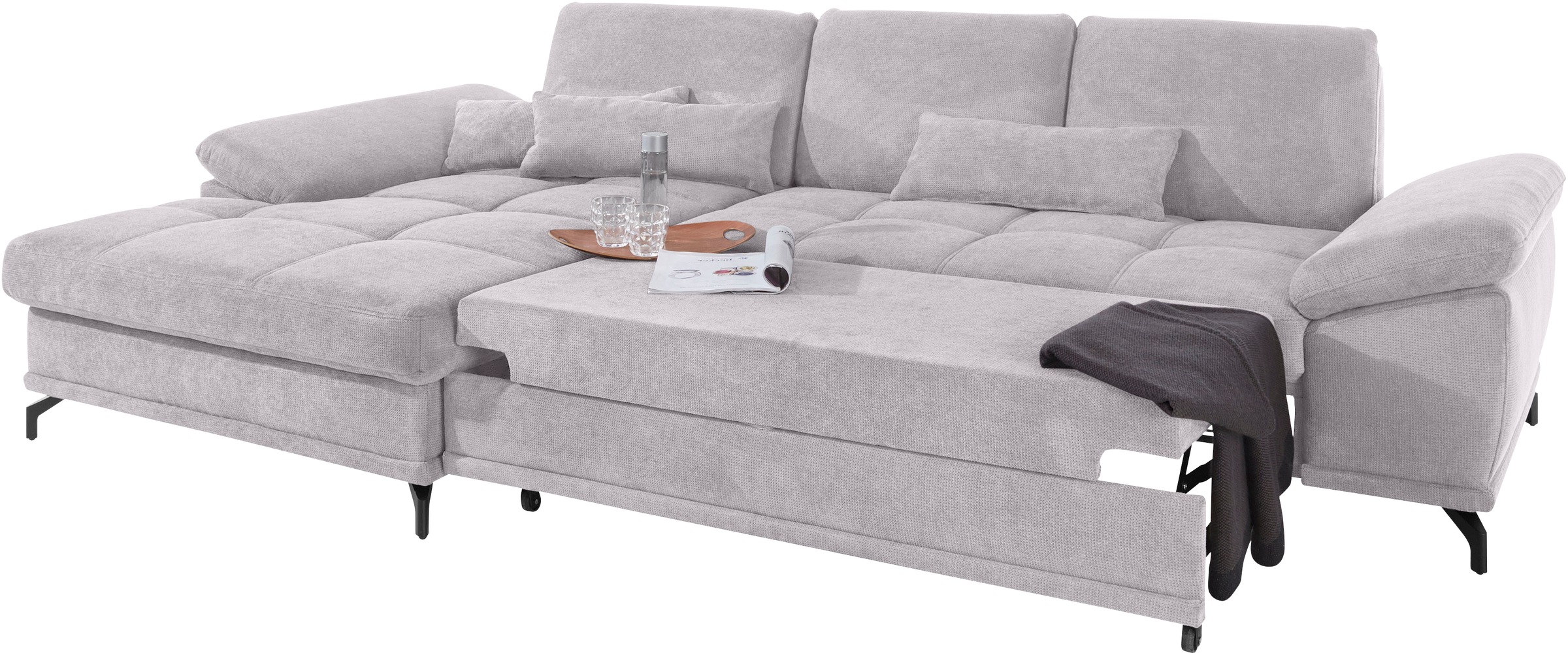 Places of Style Ecksofa Costello, mit Sitztiefenverstellung und Armlehnfunktion, incl. 3 Nierenkissen
