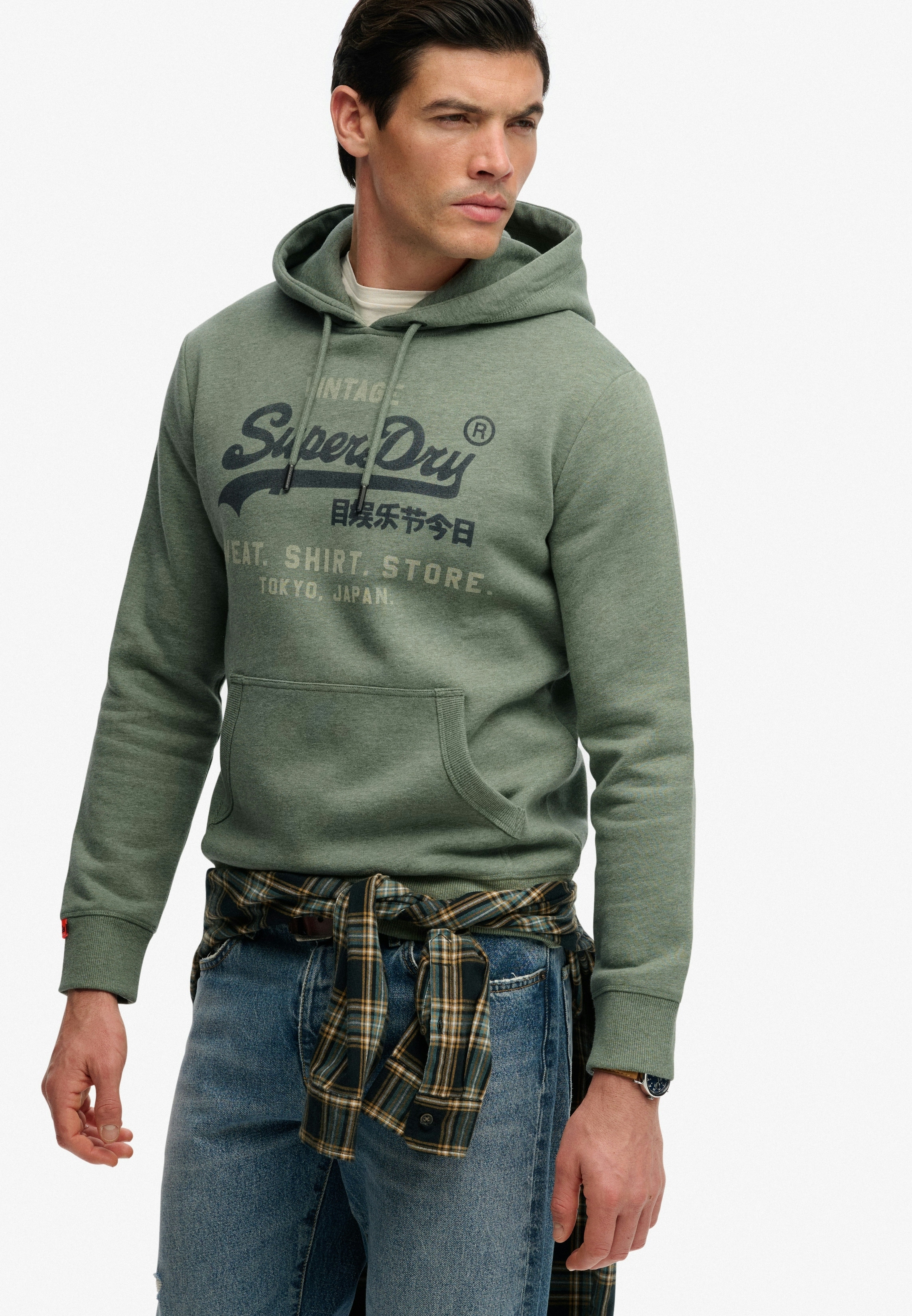 Superdry "SD-VL HERITAGE RELAXED HOOD", aus Baumwollmischung, Relaxed Fit, mit Rippbündchen am Rumpfabschluss
