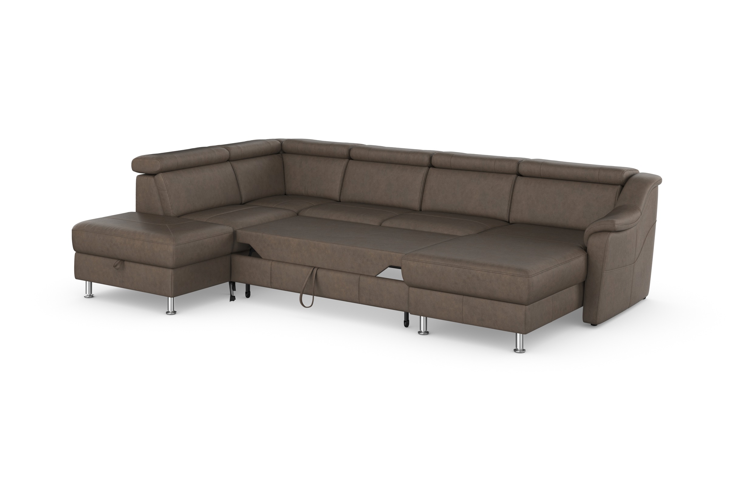 sit&more Wohnlandschaft »Freetown U-Form«, Kopfteilverstellung und Federkern, wahlweise mit Bettfunktion