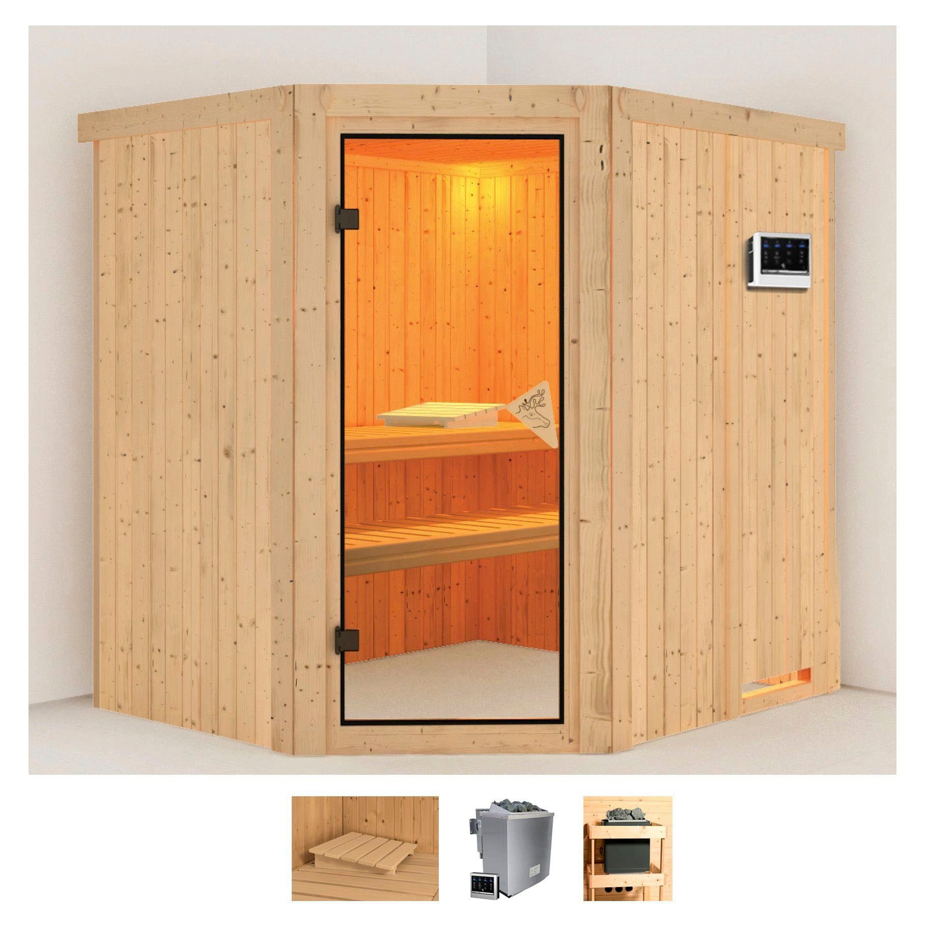 Karibu Sauna "Siirin" Set, Ofen 9 kW Bio externe Strg easy