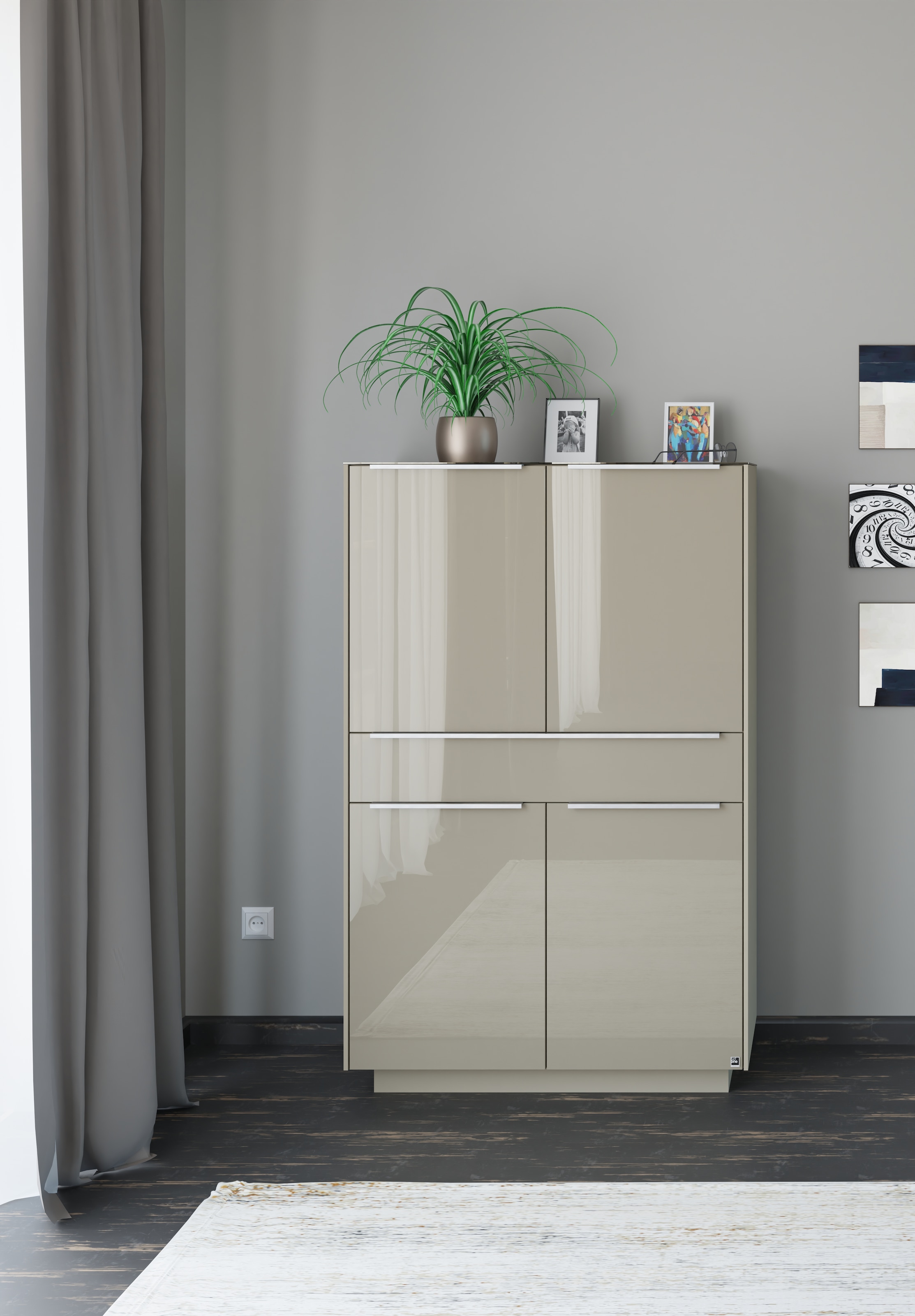 set one by Musterring Highboard »Reno« 1 Stk. tlg. Mit Sockel in diversen Farben, 148 cm Höhe & Farbauswahl