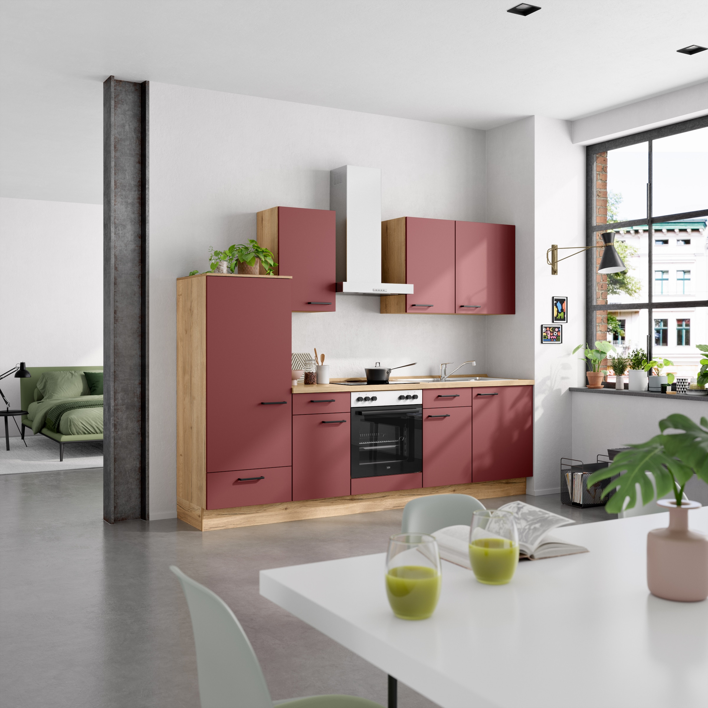nobilia® Küchenzeile »"Easytouch I"«, vormontiert, Ausrichtung wählbar, Breite 270 cm, wahlw. mit E-Geräten