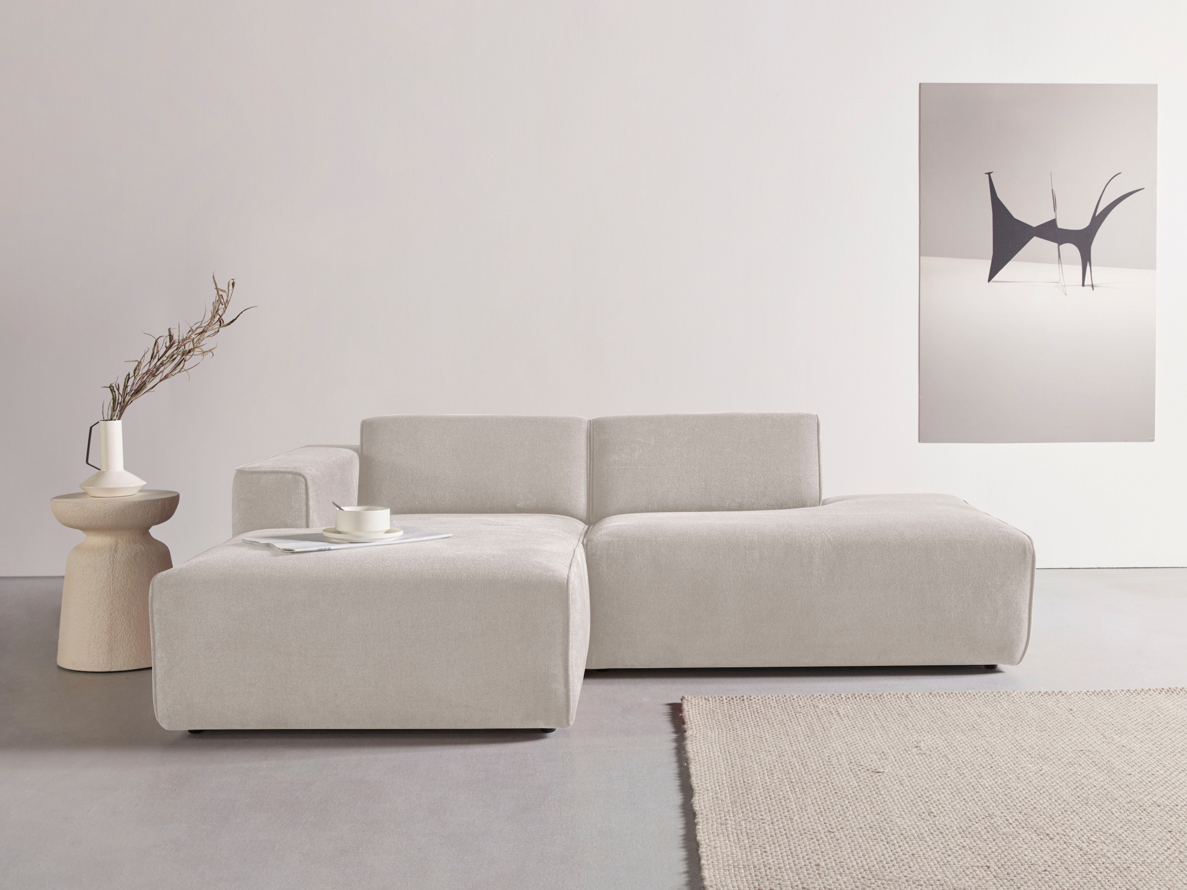 andas Ecksofa "Noord mit Kedernaht, Breite 227 cm", Cord, Struktur, Webstof günstig online kaufen