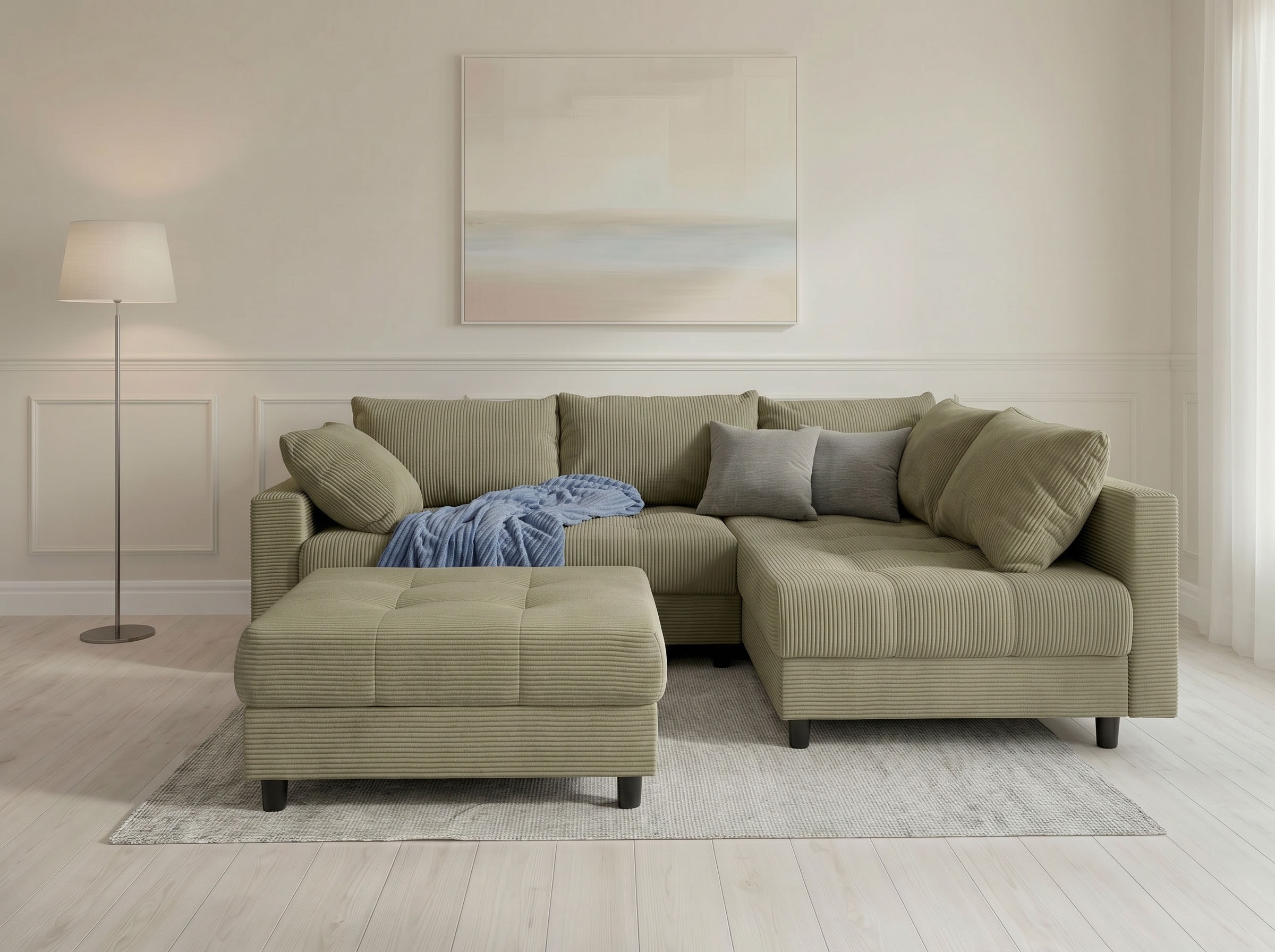 OTTO home Ecksofa "Antonia L-Form, B: 215 cm" Ecksofa, Rückenkissen, ottomane beidseitig montierbar, Bonnelfederkern