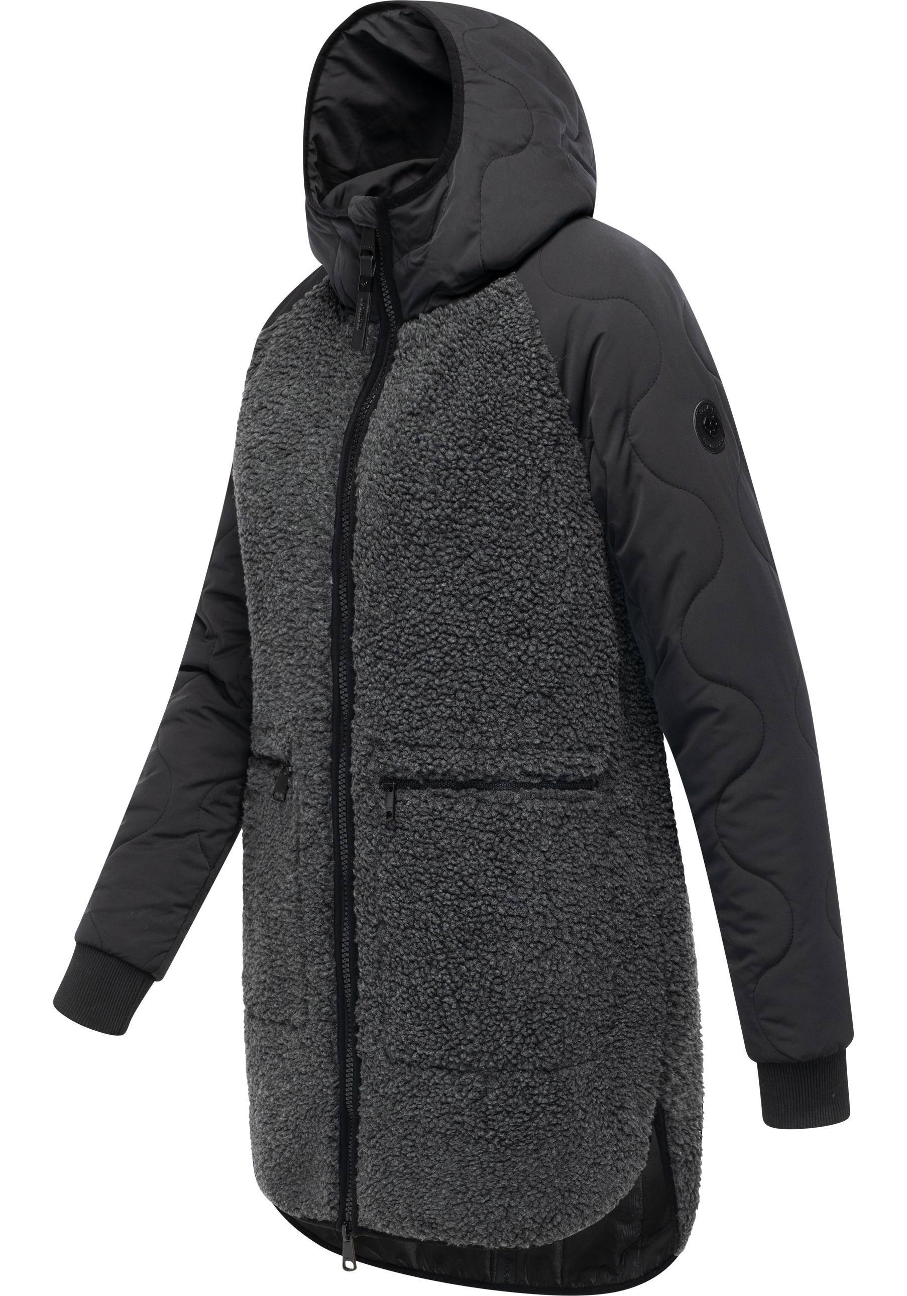 Ragwear Fellimitatmantel "Longeddy", Kuscheliger Plüschmantel mit Kapuze günstig online kaufen