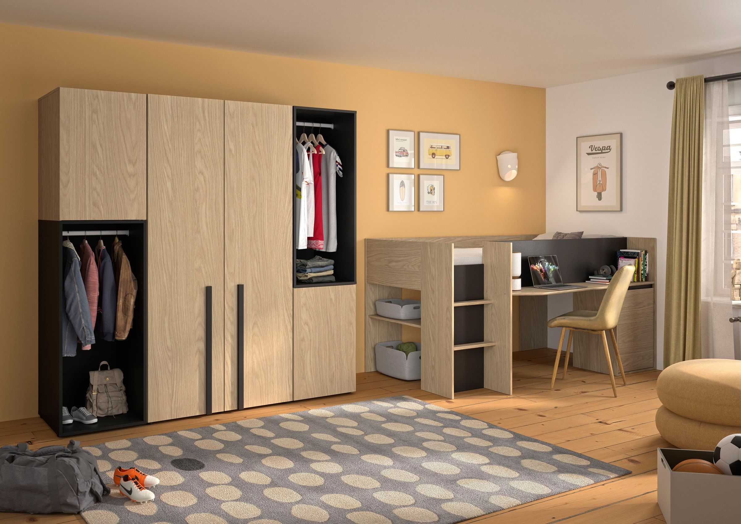 Gami Schlafzimmer-Set "NAEL SET N2 4tlg" Set, 4 Stk. tlg. Praktisches Bett günstig online kaufen