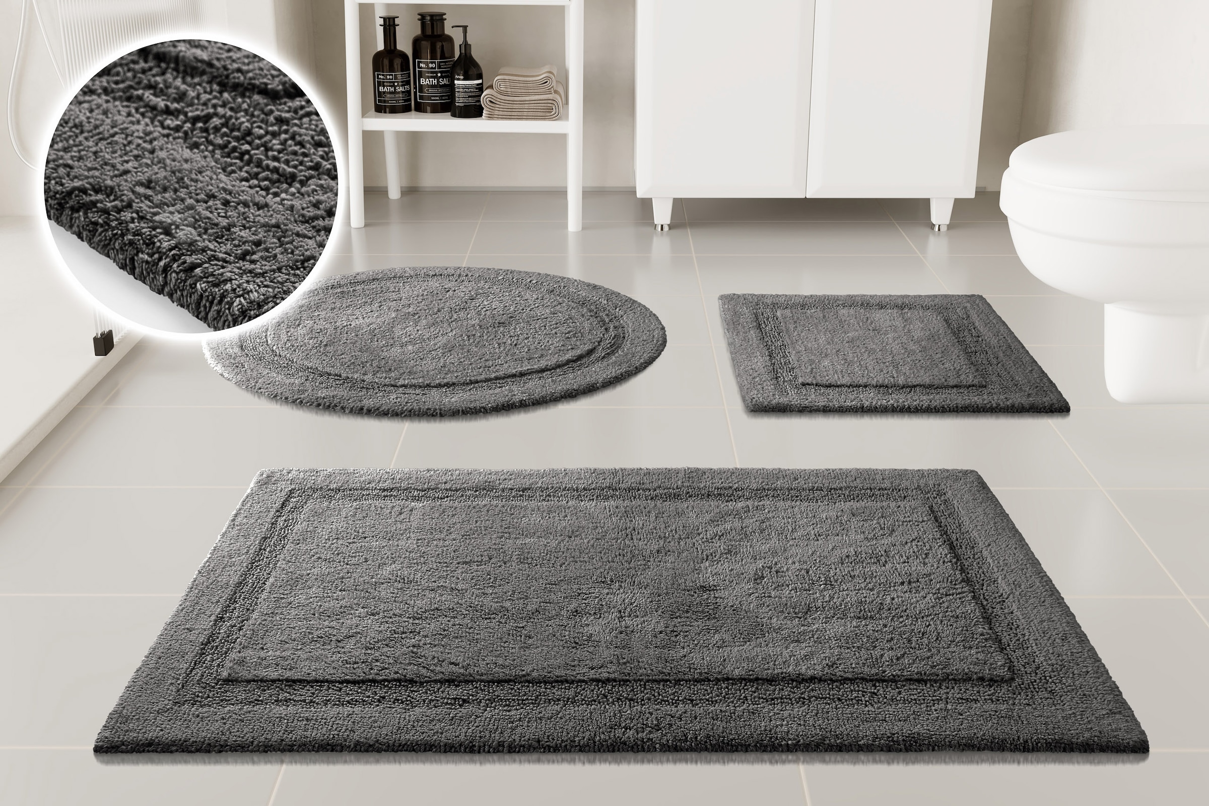 OTTO home Badematte "Meellor, uni, viele Farben, Badvorleger, Badezimmer Teppich" Höhe 20 mm rutschhemmend beschichtet fußbodenheizungsgeeignet Badteppich, getuftet, modern, Uni, antirutsch, flauschig, Baumwolle