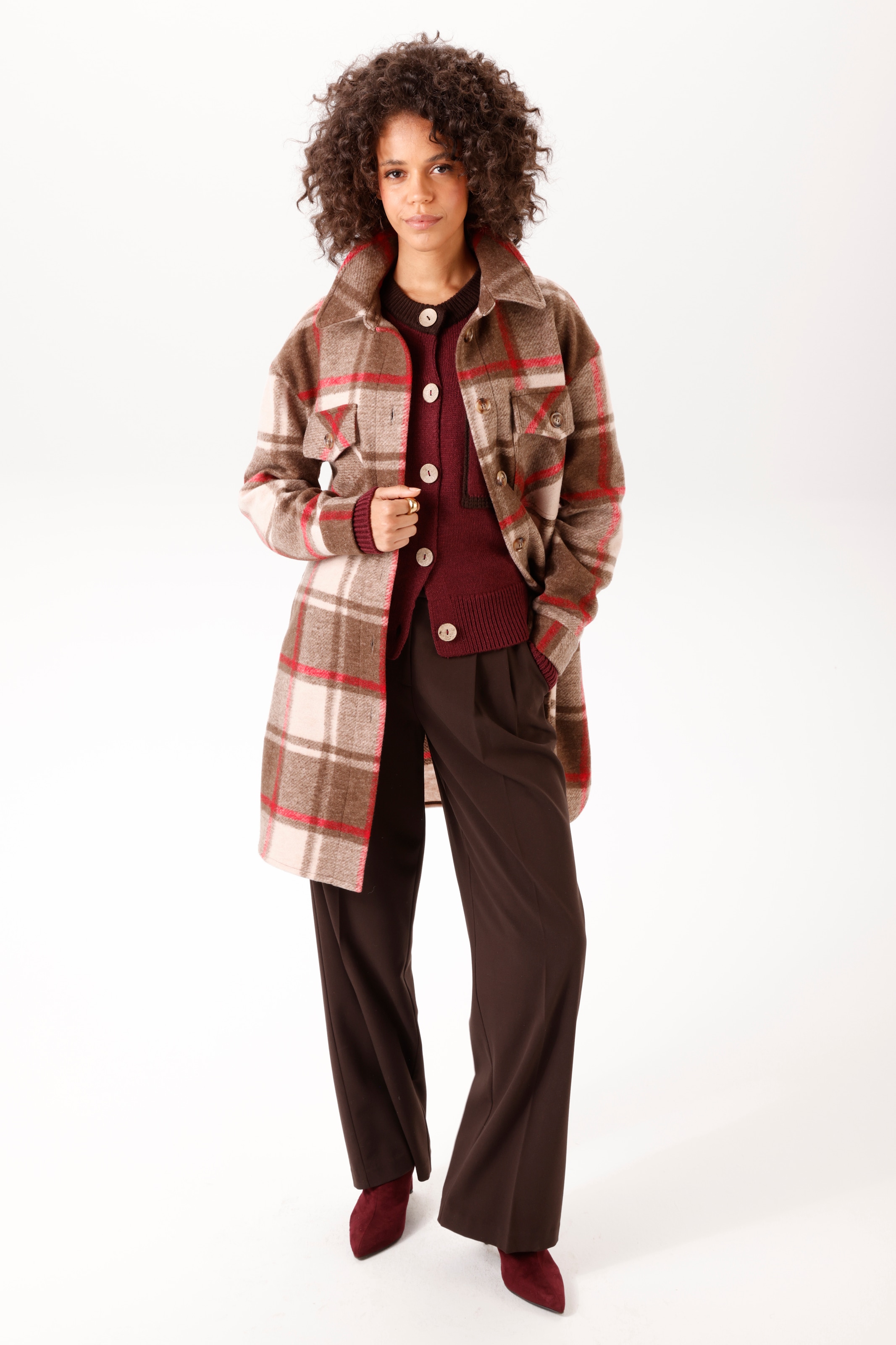 Aniston CASUAL Fleecejacke im Karo-Dessin