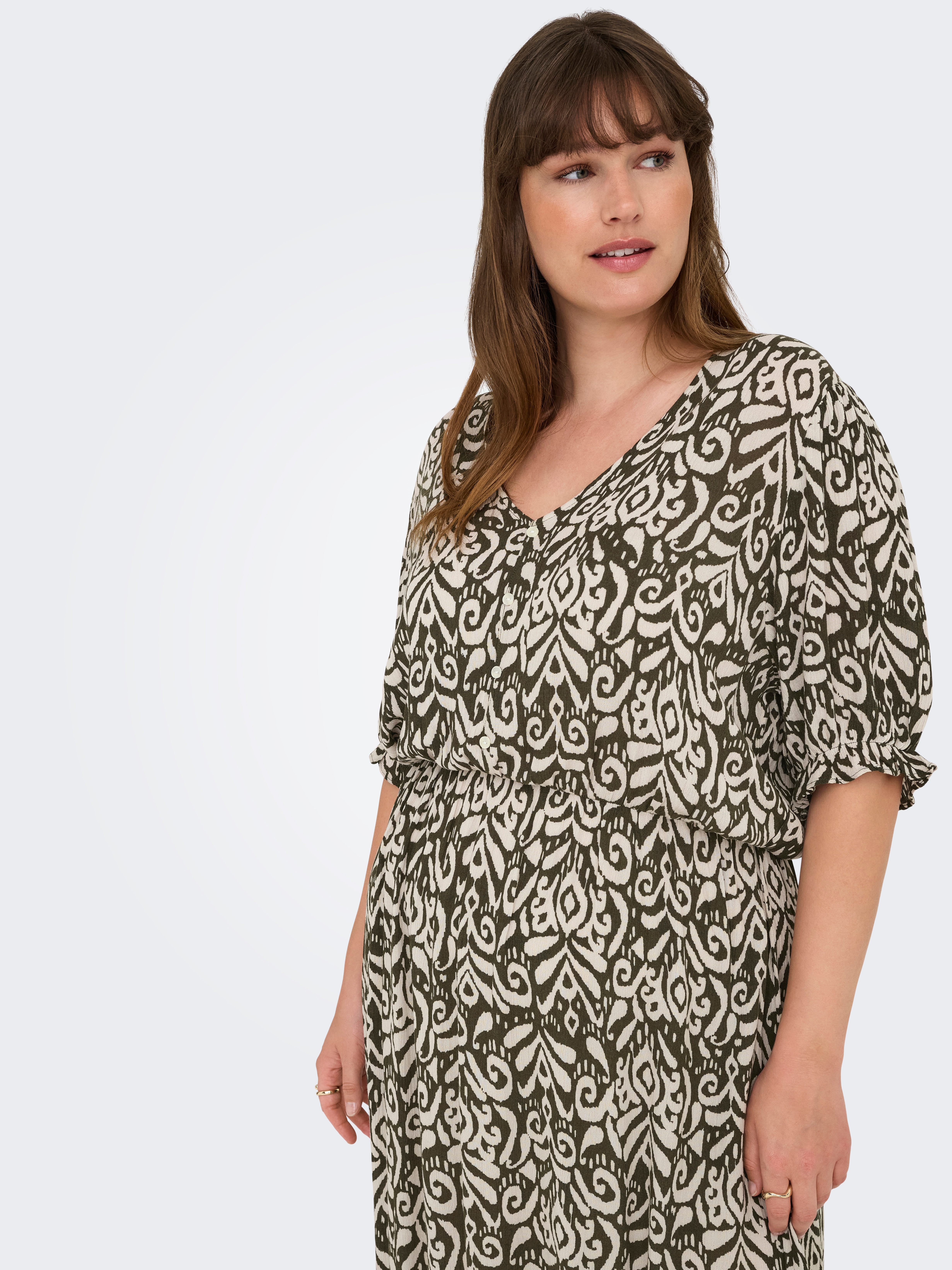 Thumbnail - ONLY CARMAKOMA Sommerkleid "CARCHIANTI S/S CALF DRESS WVN NOOS" mit Volant