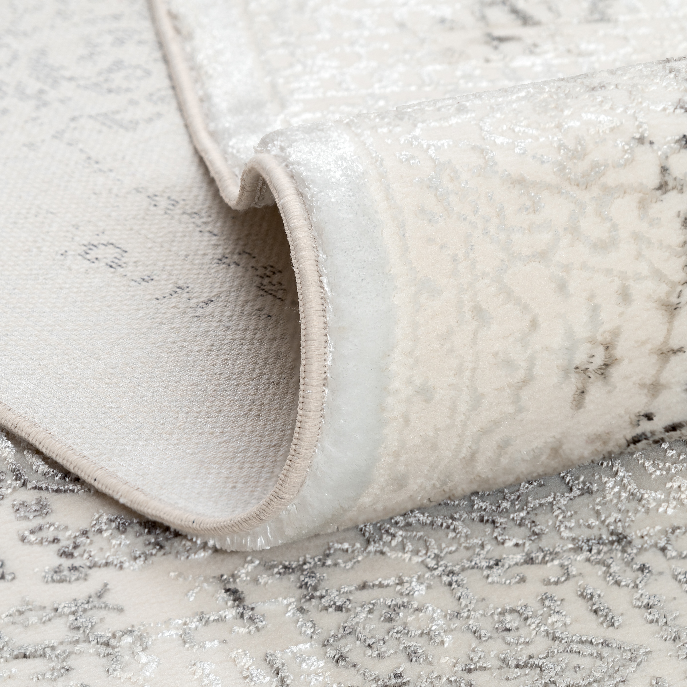 Sehrazat Teppich »Diamond 7840 , auch als Läufer« rechteckig 8 mm Höhe Kurzflor, Vintage, Viskose, leichter Glanz, mit Fransen, Wohnzimmer